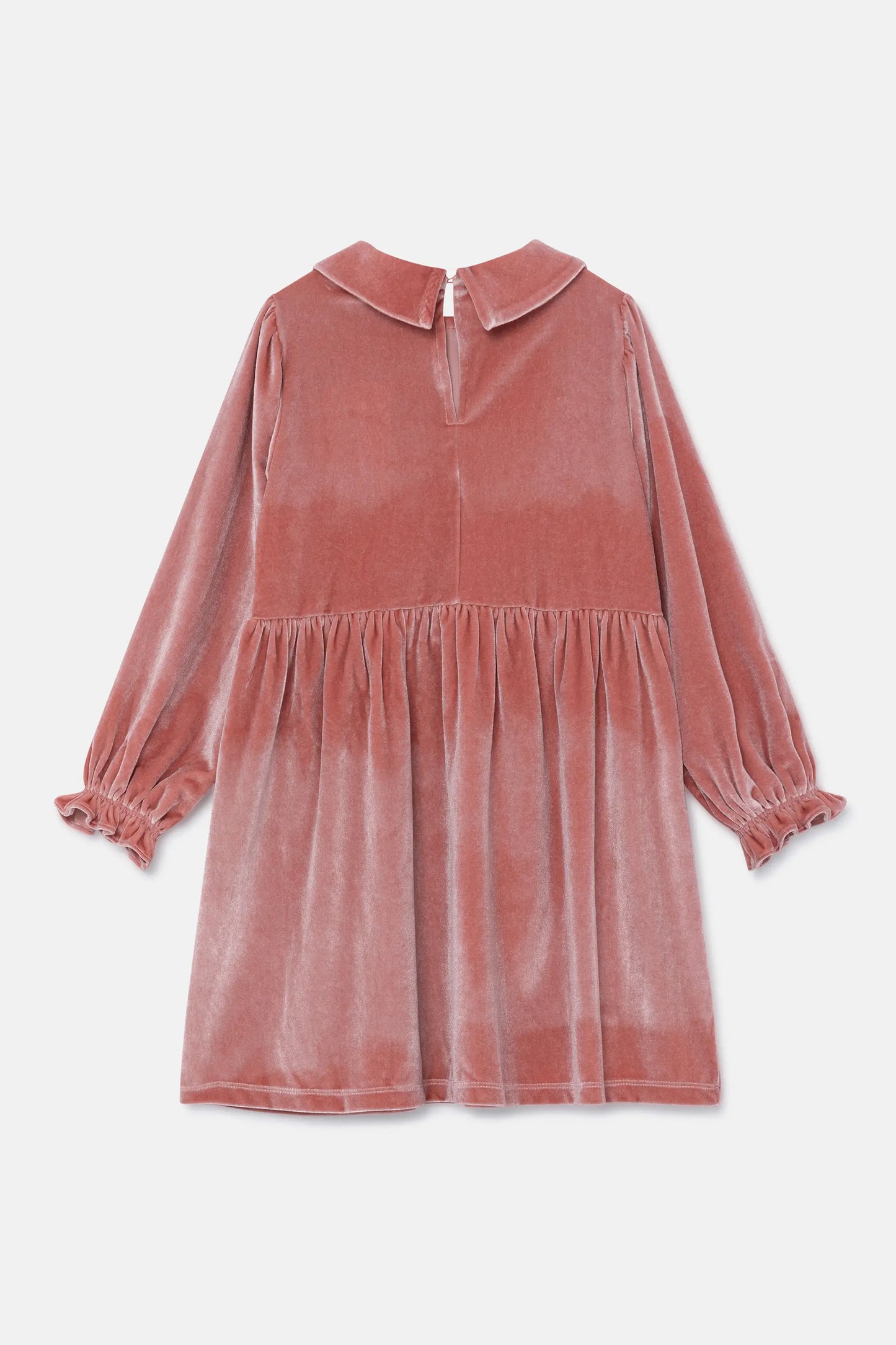 Abito corto da bambina in velluto rosa