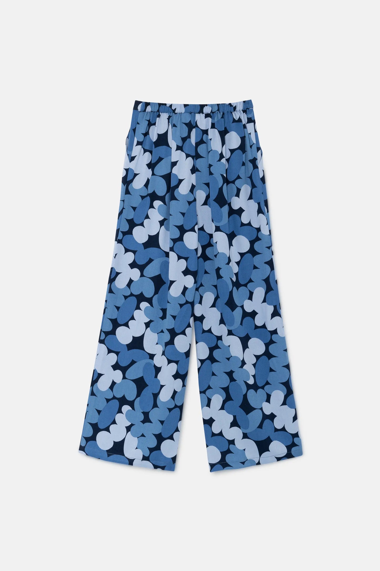 Unisex long pants with blue abstract print