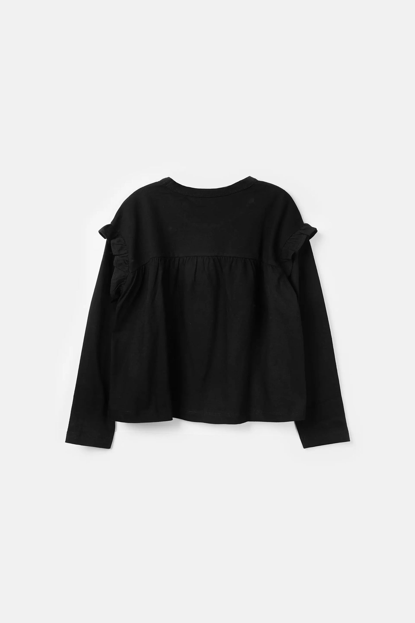 Girl's top with black ruffles