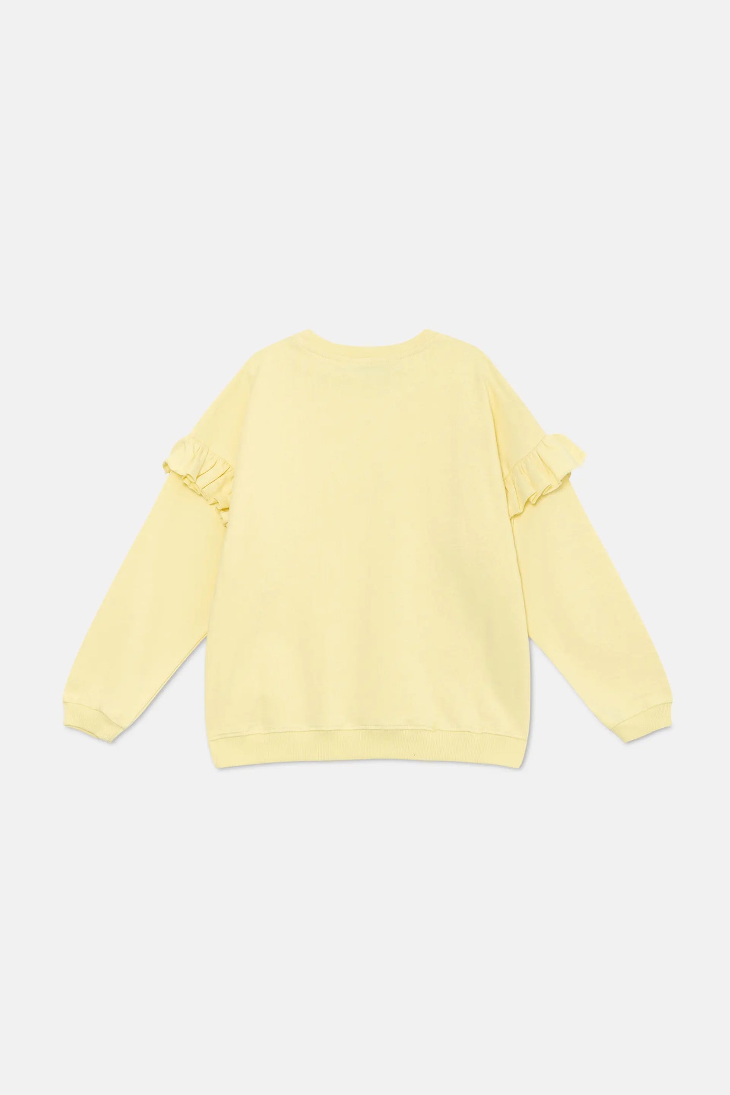 Sudadera oversize unisex con volantes amarilla
