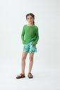 Girl's long-sleeved green knit sweater