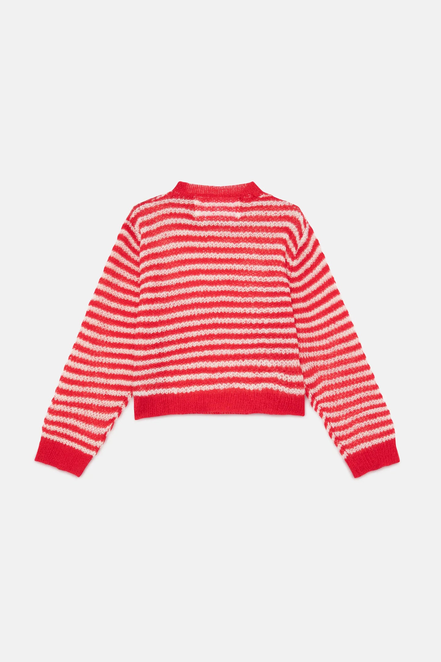 Girl's red striped cable knit sweater