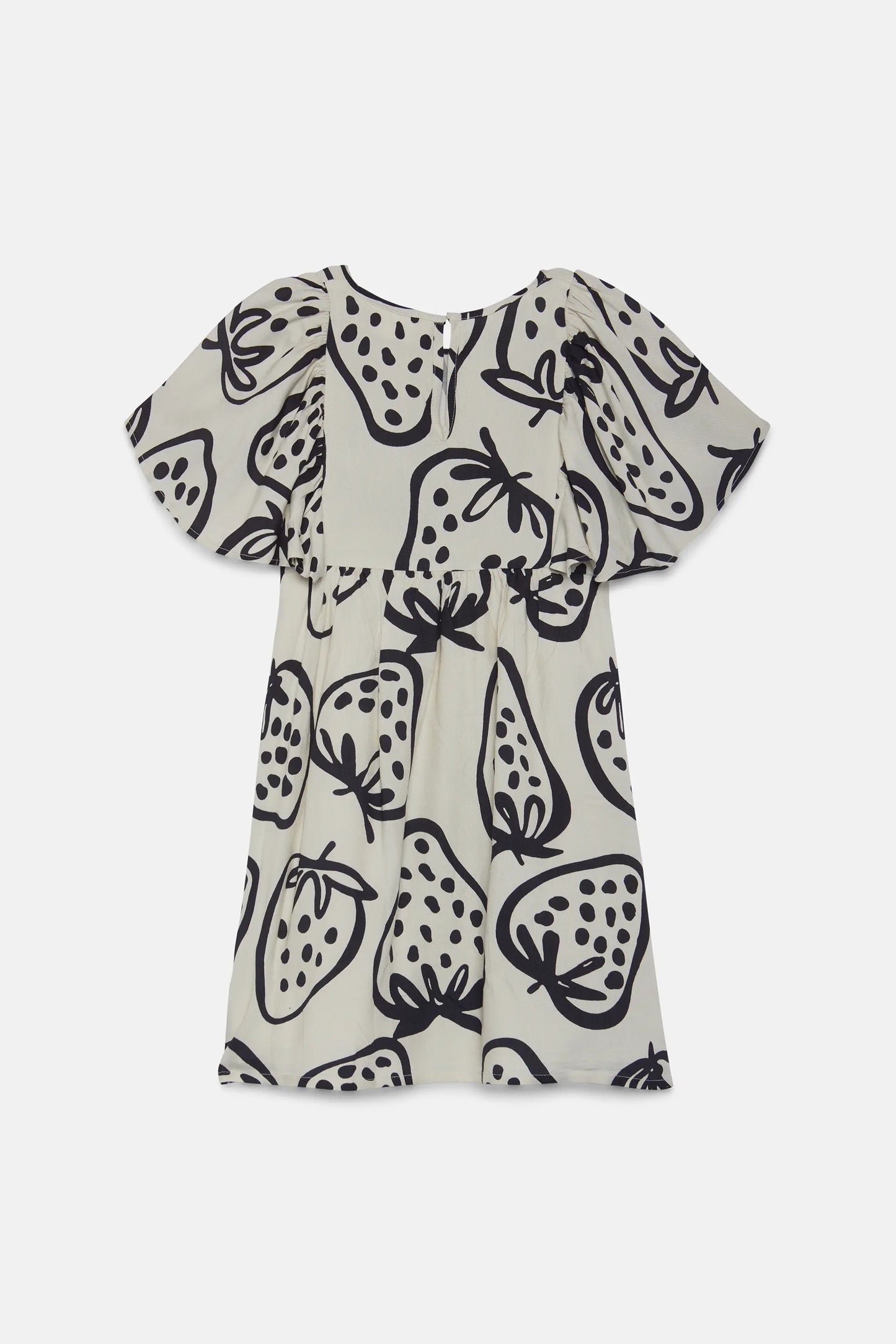 Vestido corto de niña estampado fresas blanco