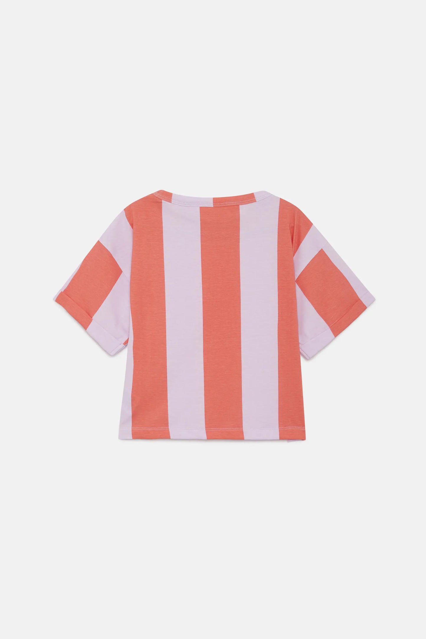 T-shirt unisex a righe corallo e lilla