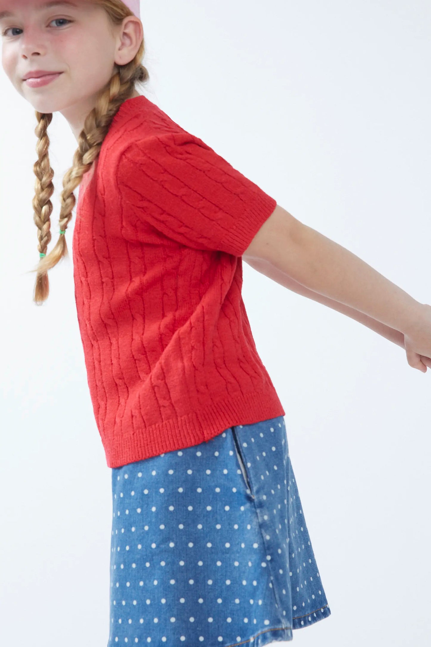 Red short sleeve girl's jersey