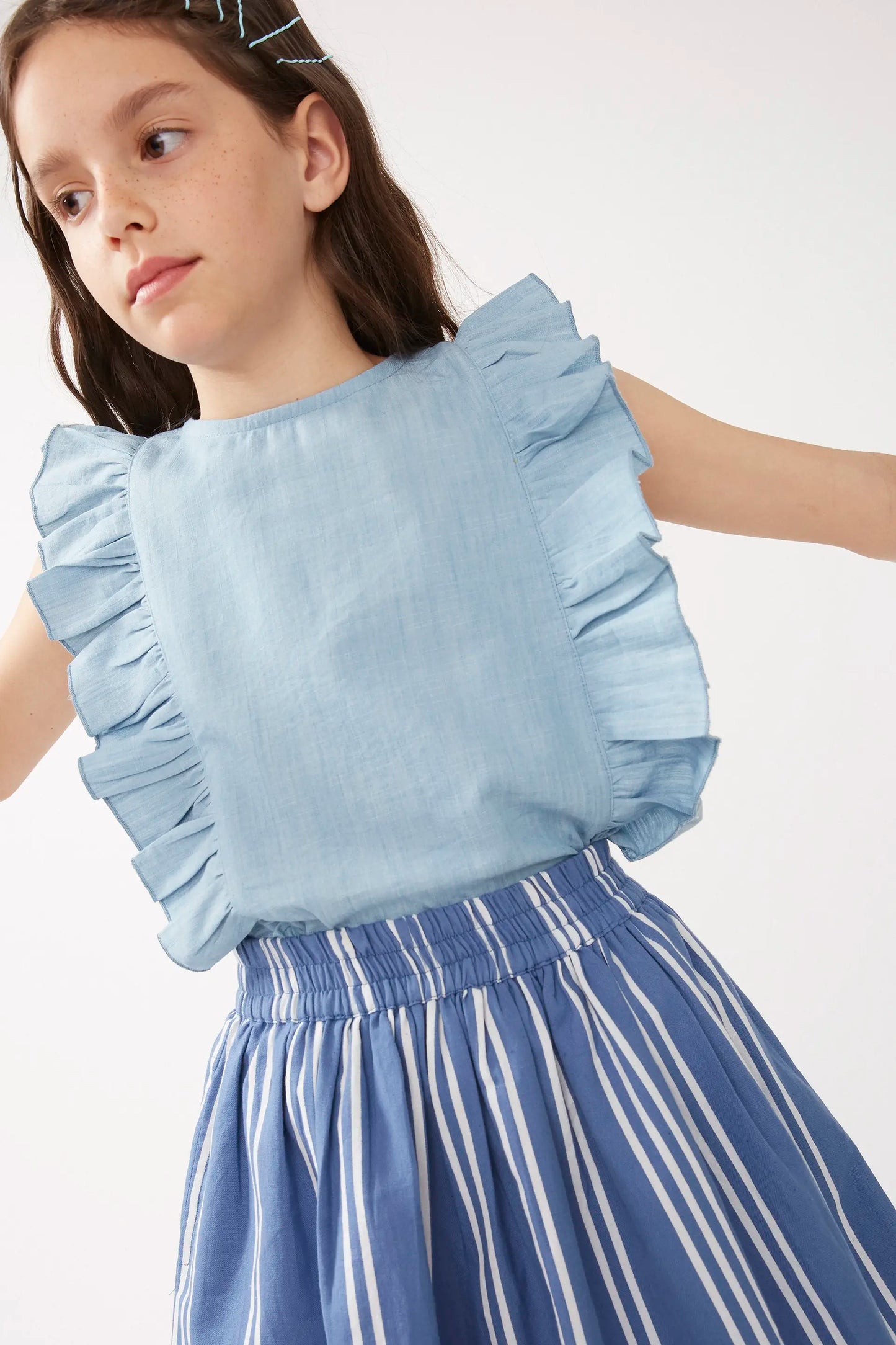 Falda corta de niña rayas azul