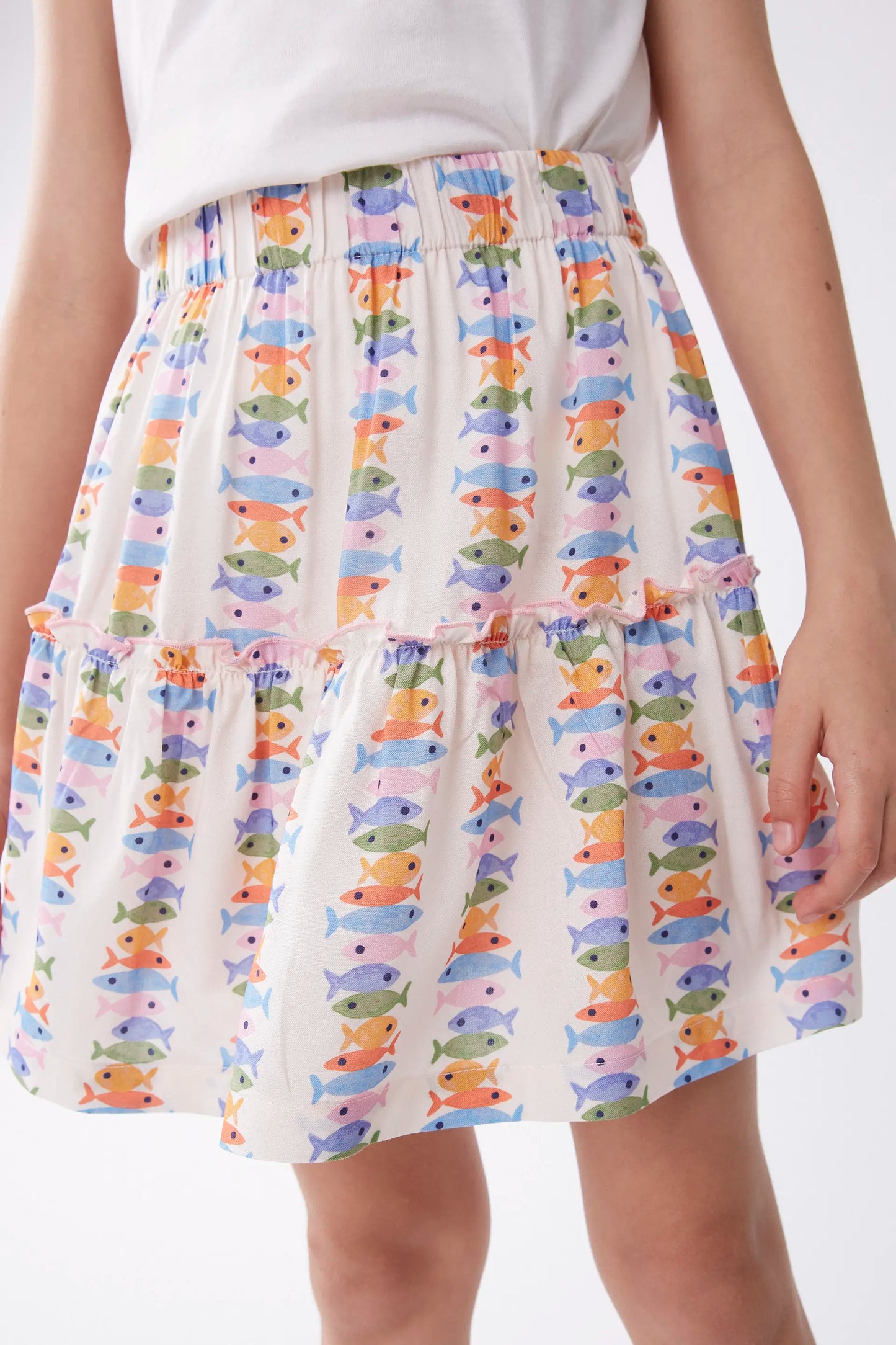Falda corta de niña rayón LENZING™ ECOVERO™ con estampado Marina