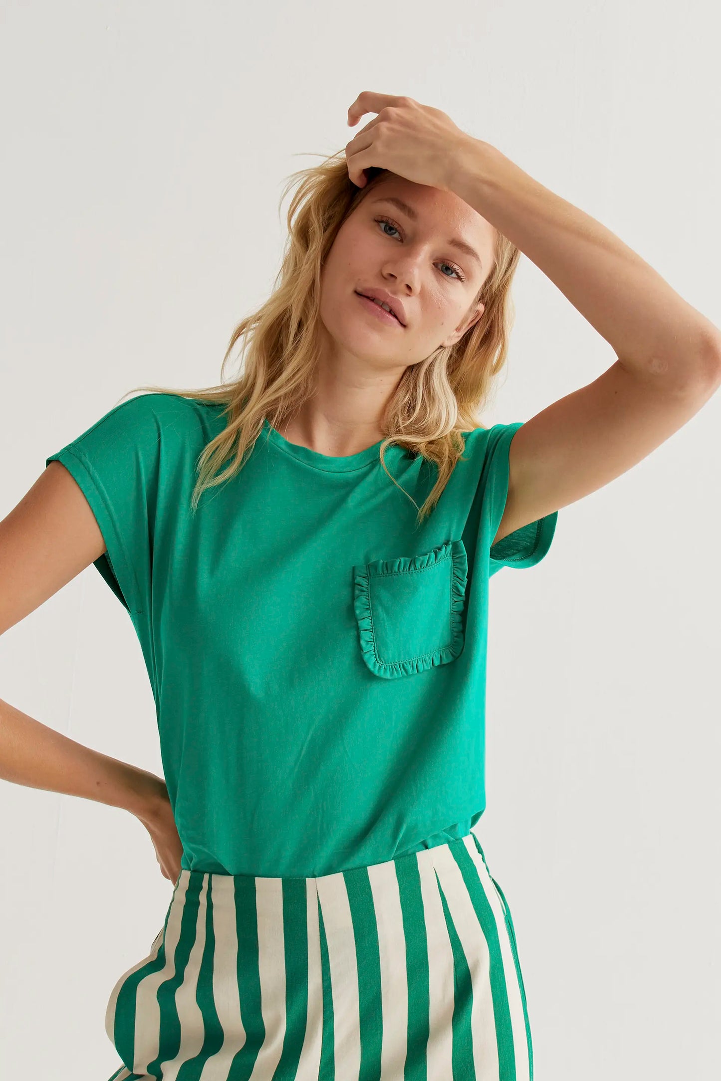 Maglietta basic verde in 100% cotone