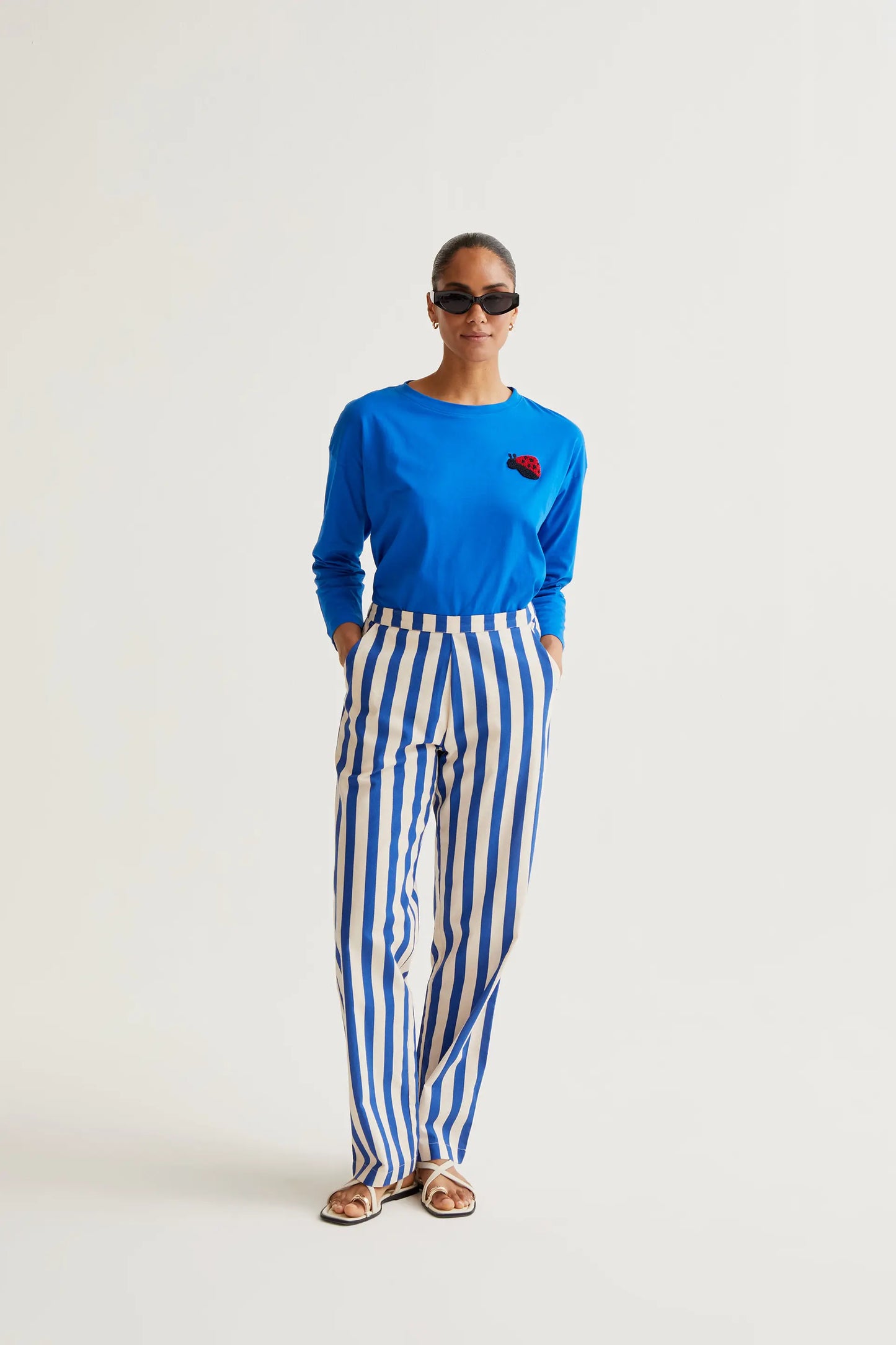 Blue t-shirt with Coccinellidae embroidery