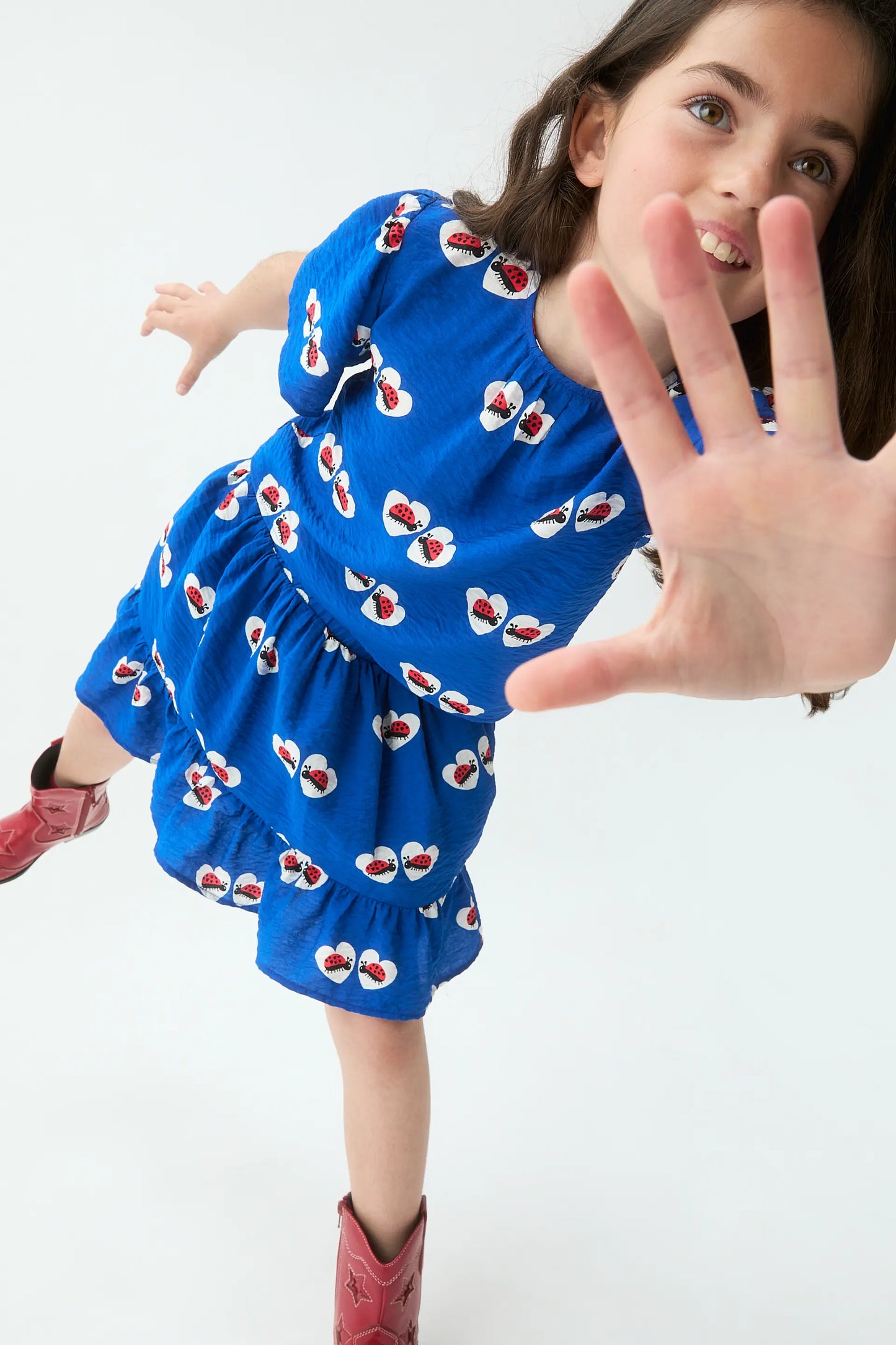 Gonna corta da bambina con stampa coccinella