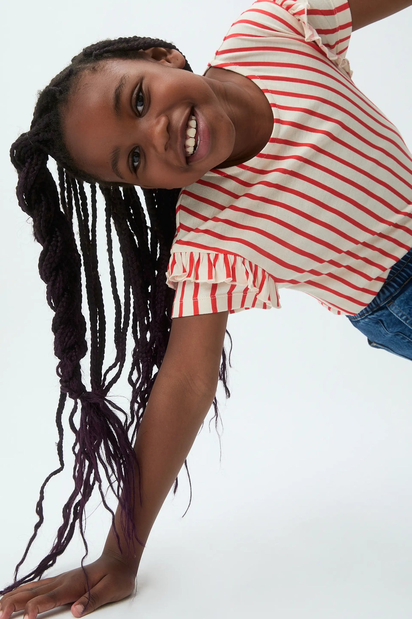 Girl's T-shirt with red striped print