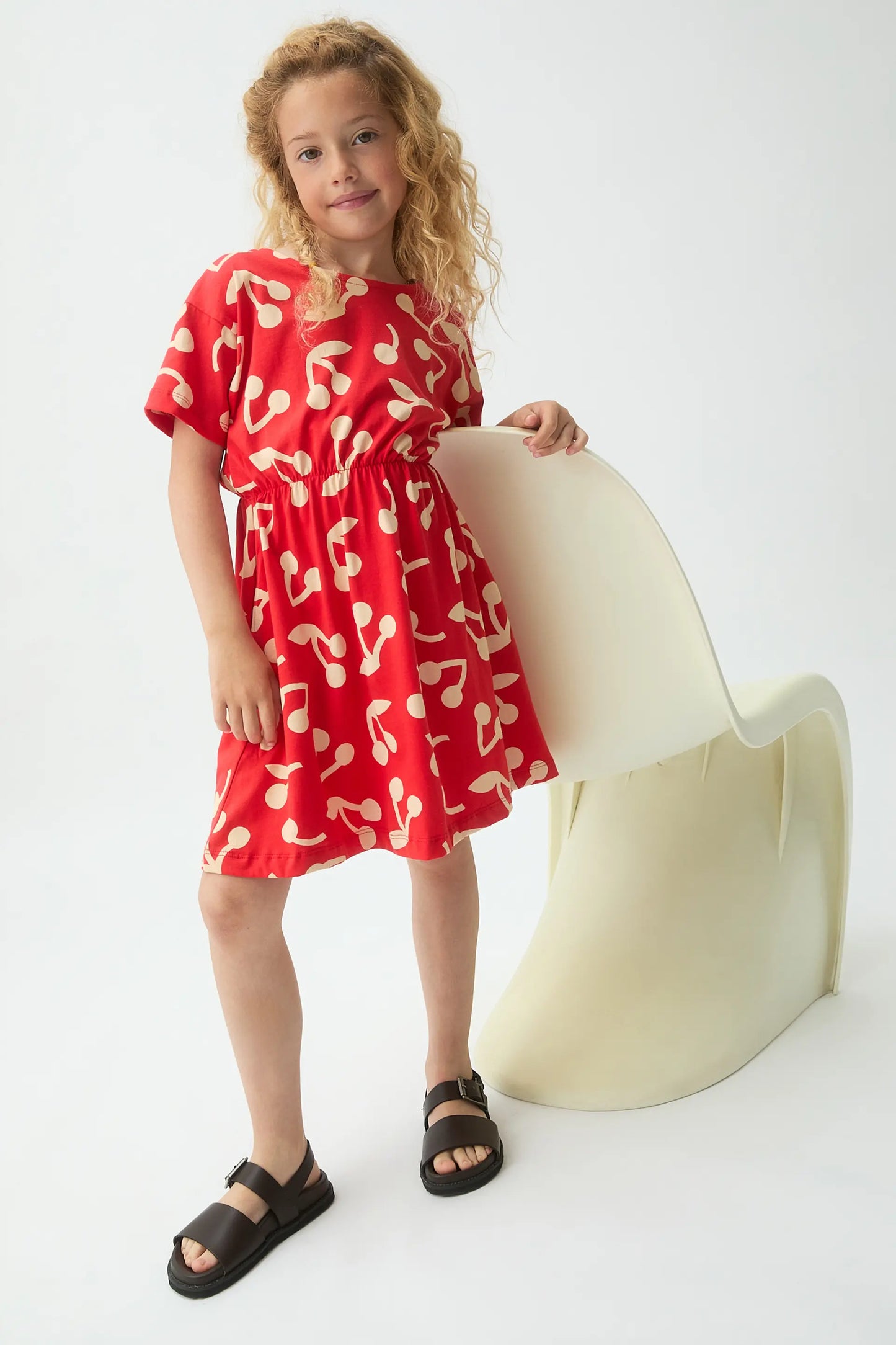 Short dress for girls with cherry print