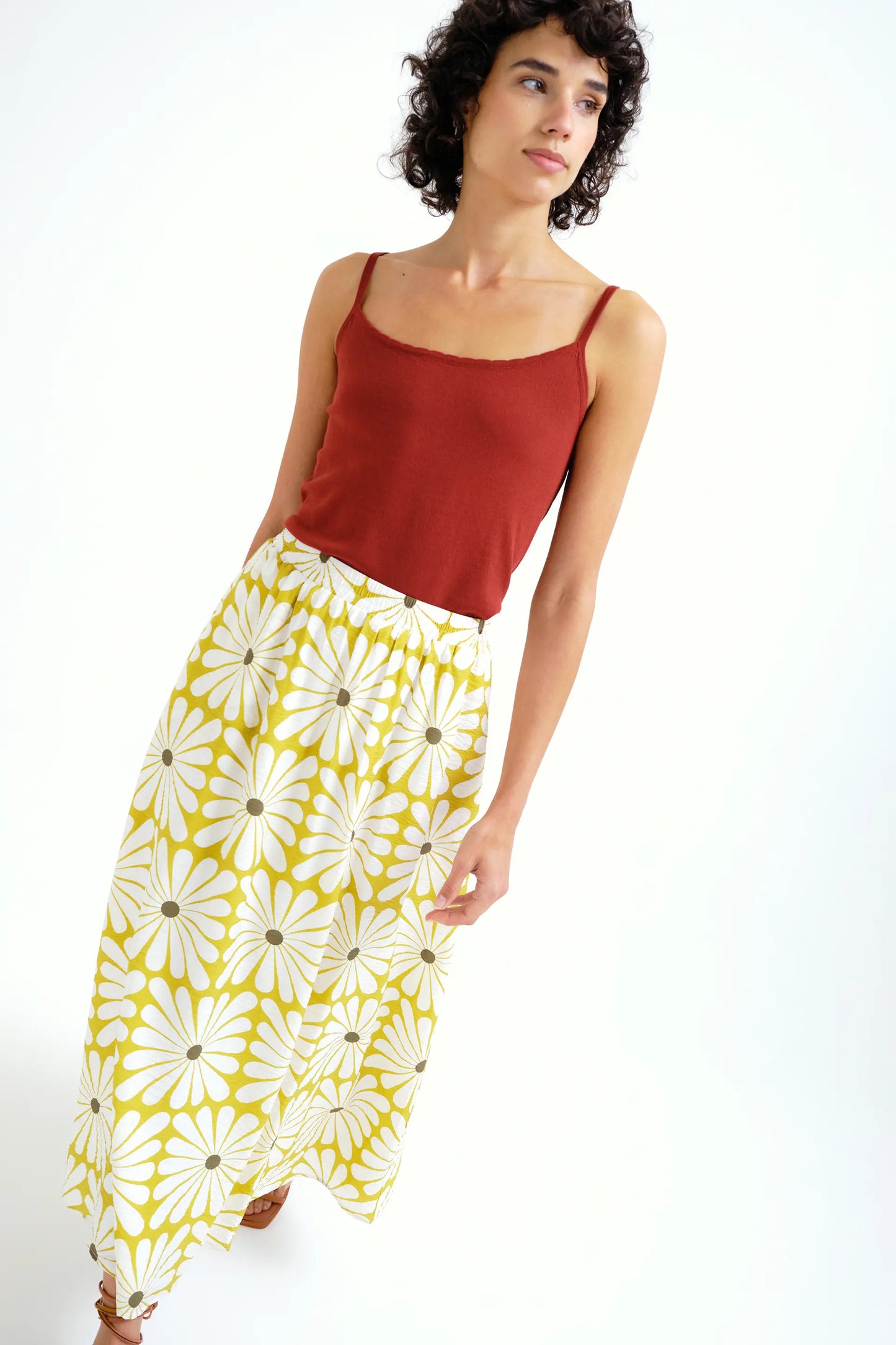 Gonna lunga con stampa Olive Flower