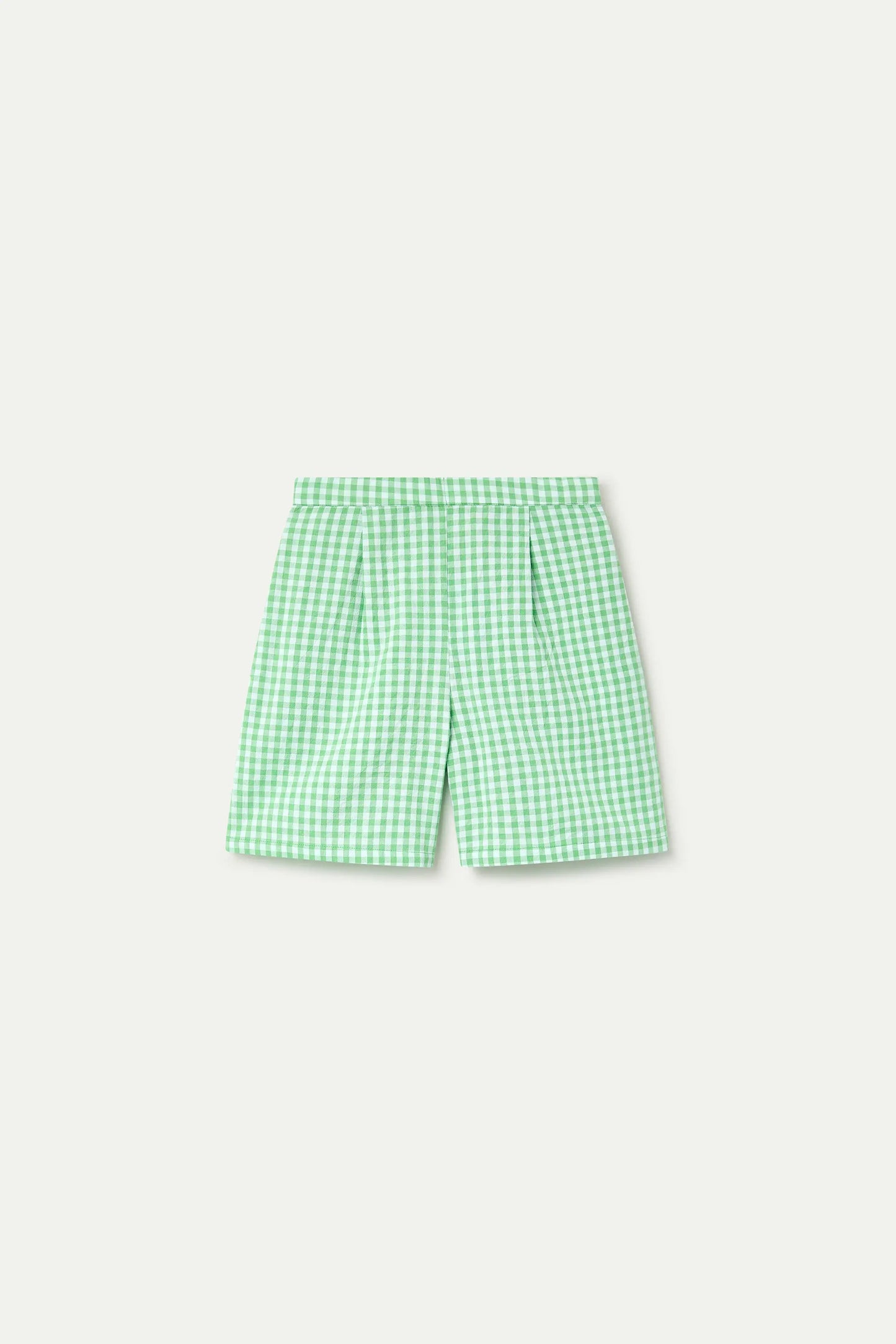 Light green gingham print shorts