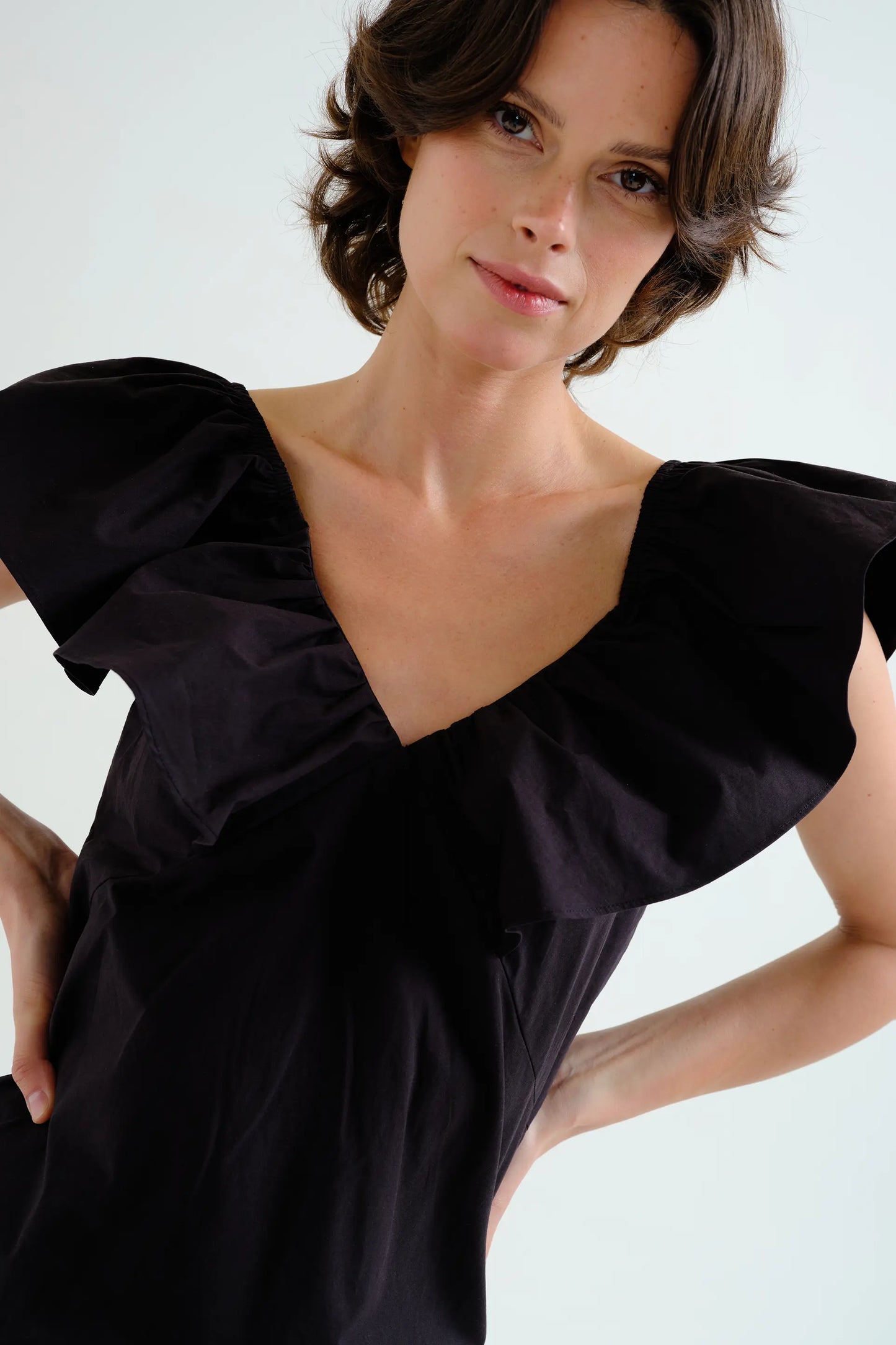 Short black dress, 100% cotton