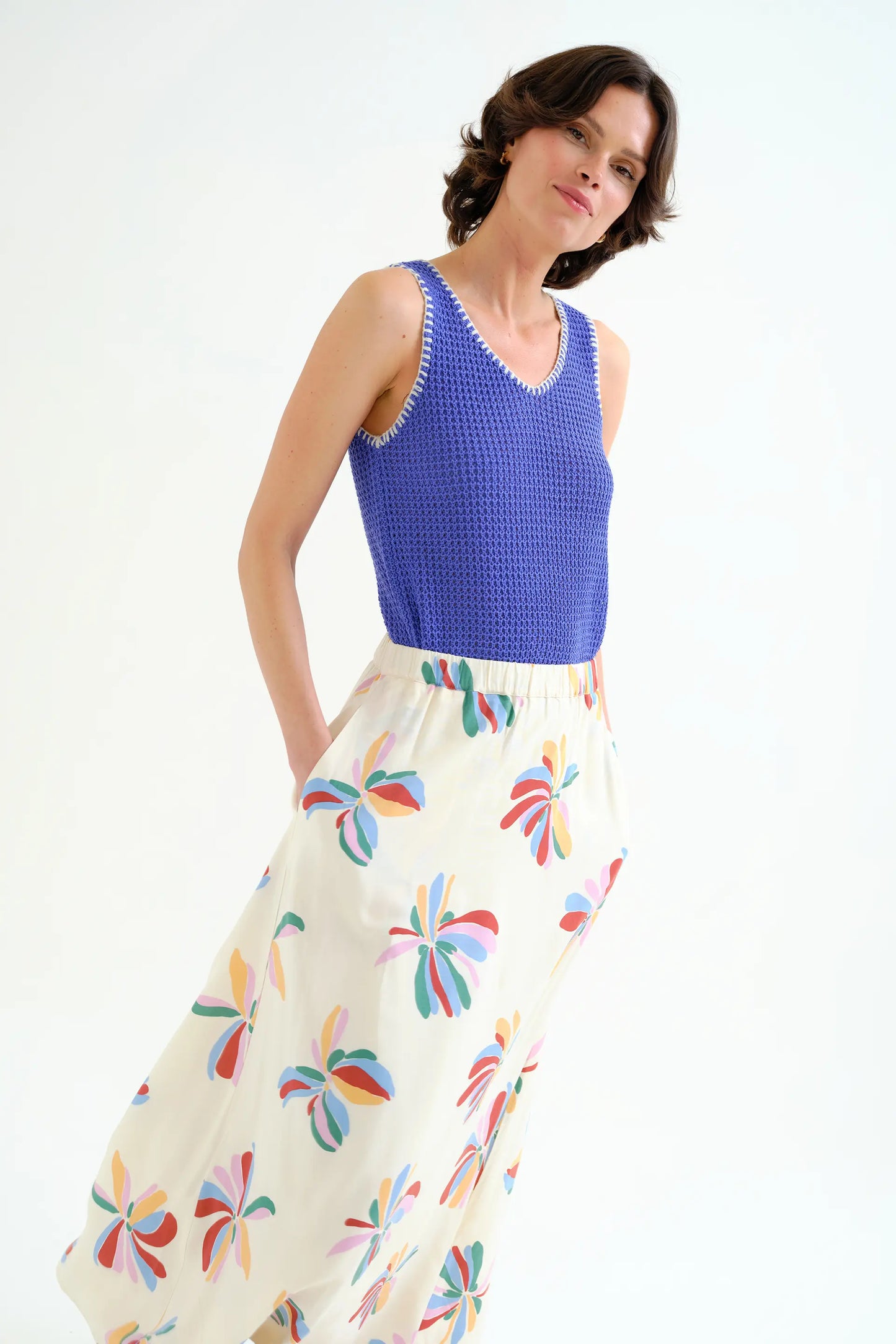 Monarda print long skirt