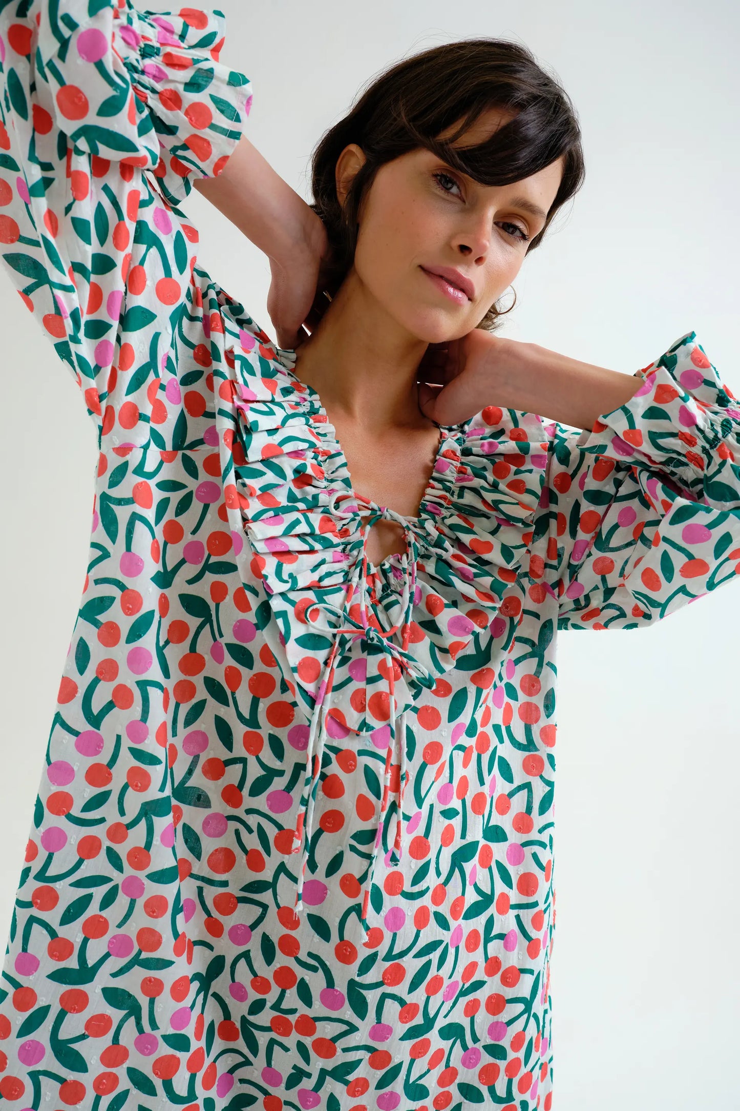 Vestido largo playero con estampado Guinda