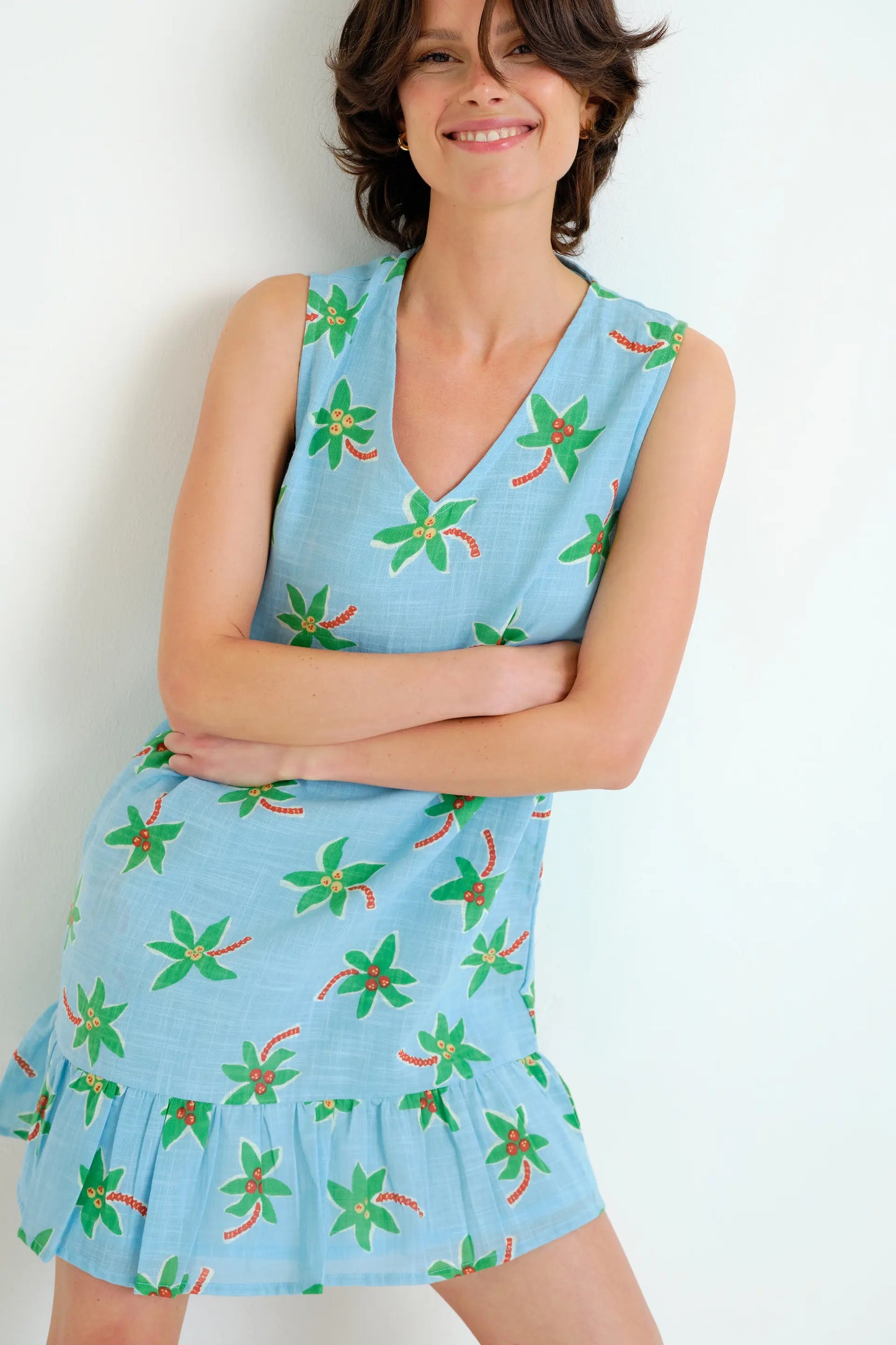 Vestido corto con estampado Cocotero Small