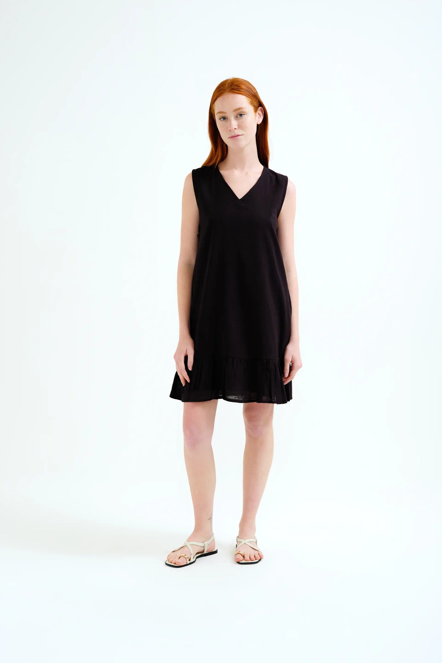 Short dress, 100% cotton, black
