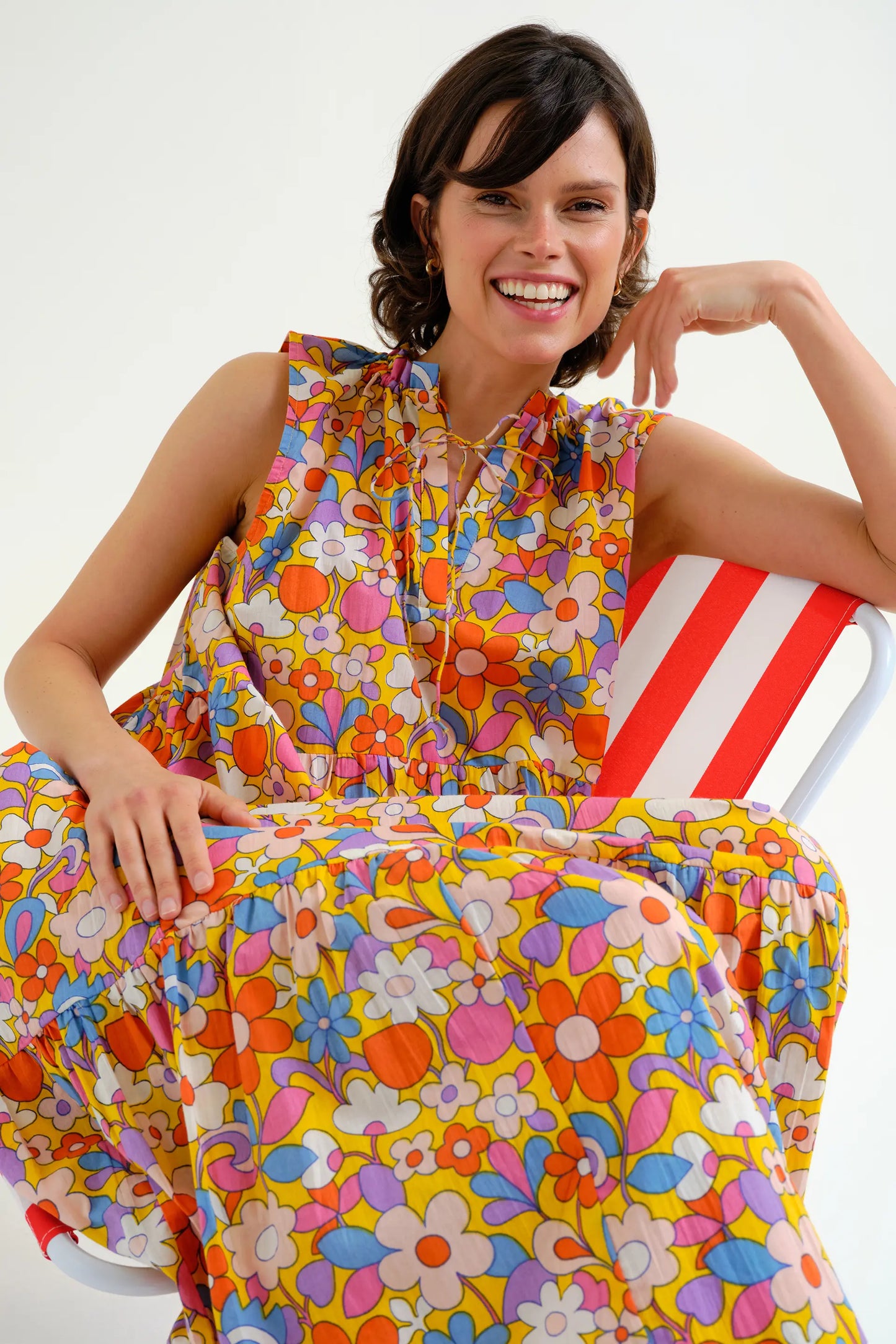 Abito lungo da spiaggia con stampa Bloom
