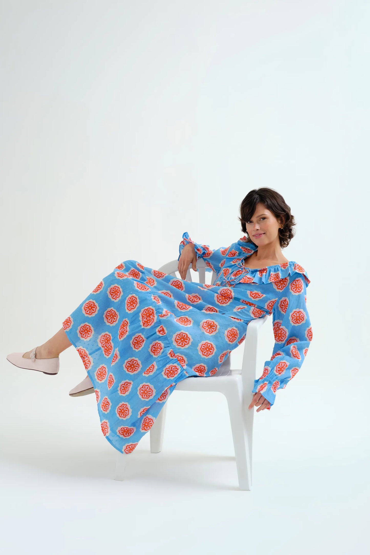 Vestido largo playero con estampado Red bloom flowers