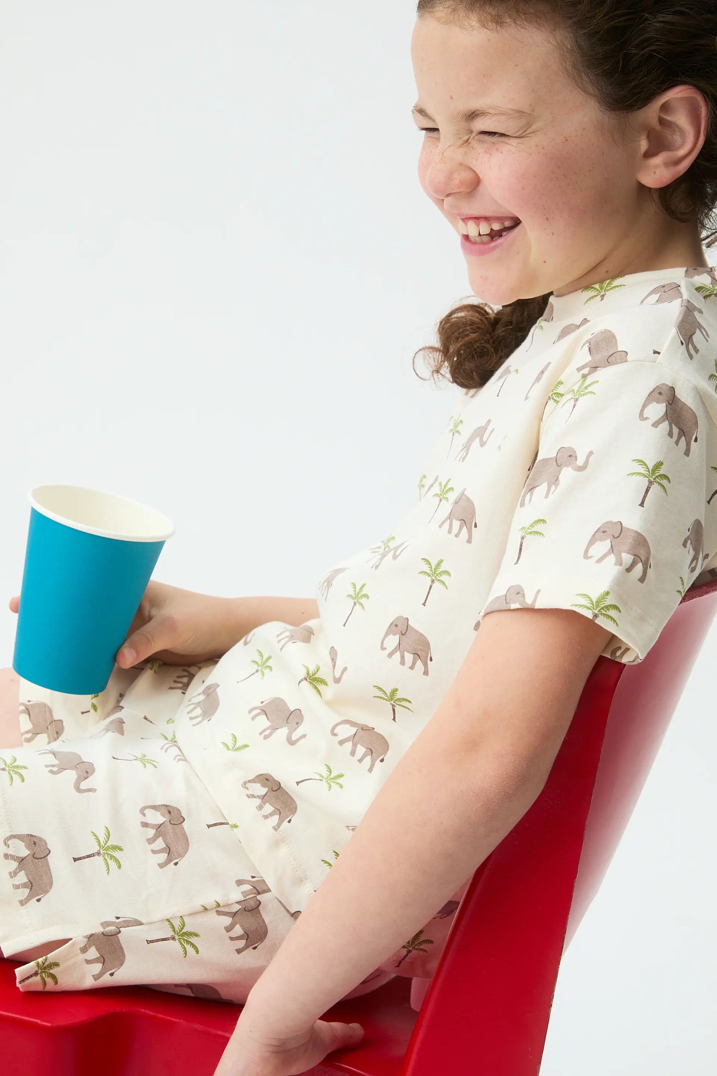 Pantaloncini da bambina in cotone 100% con stampa elefante