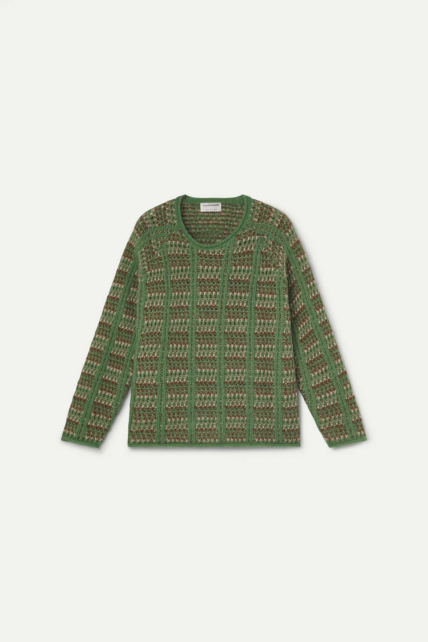 Green knitted jumper with embroidered details