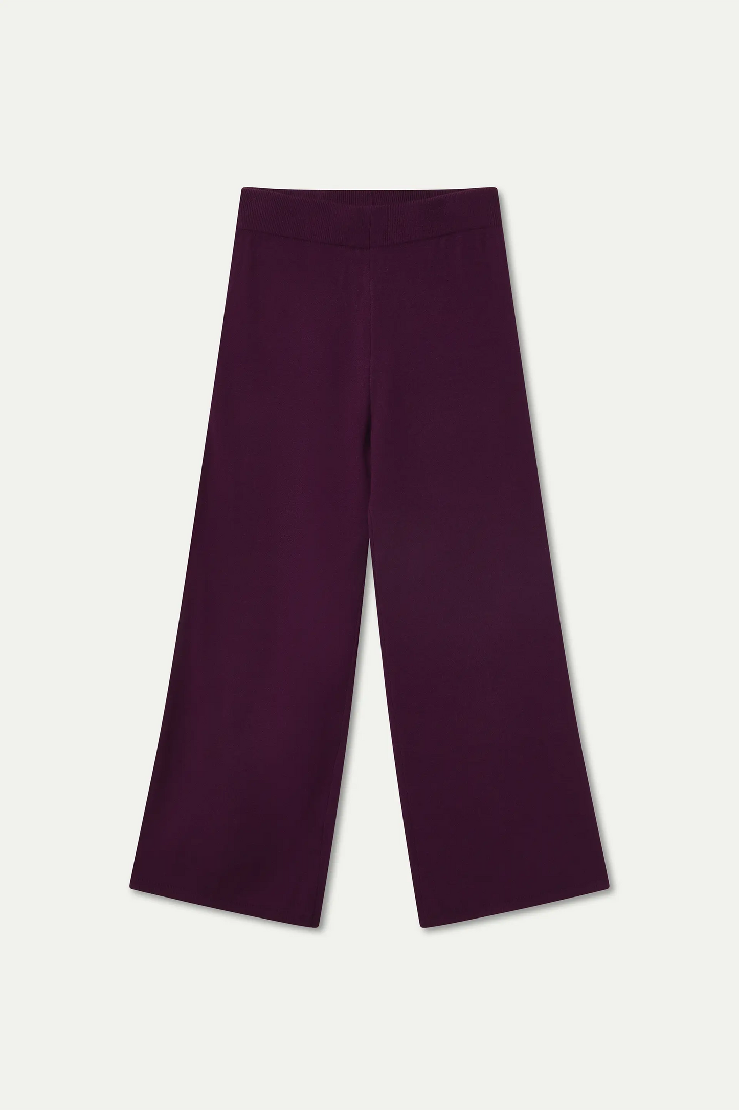 Pantalón básico de punto berenjena