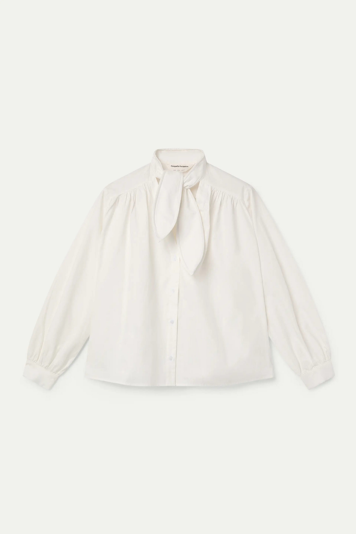 Camicia con fiocco strutturato 100% cotone bianco