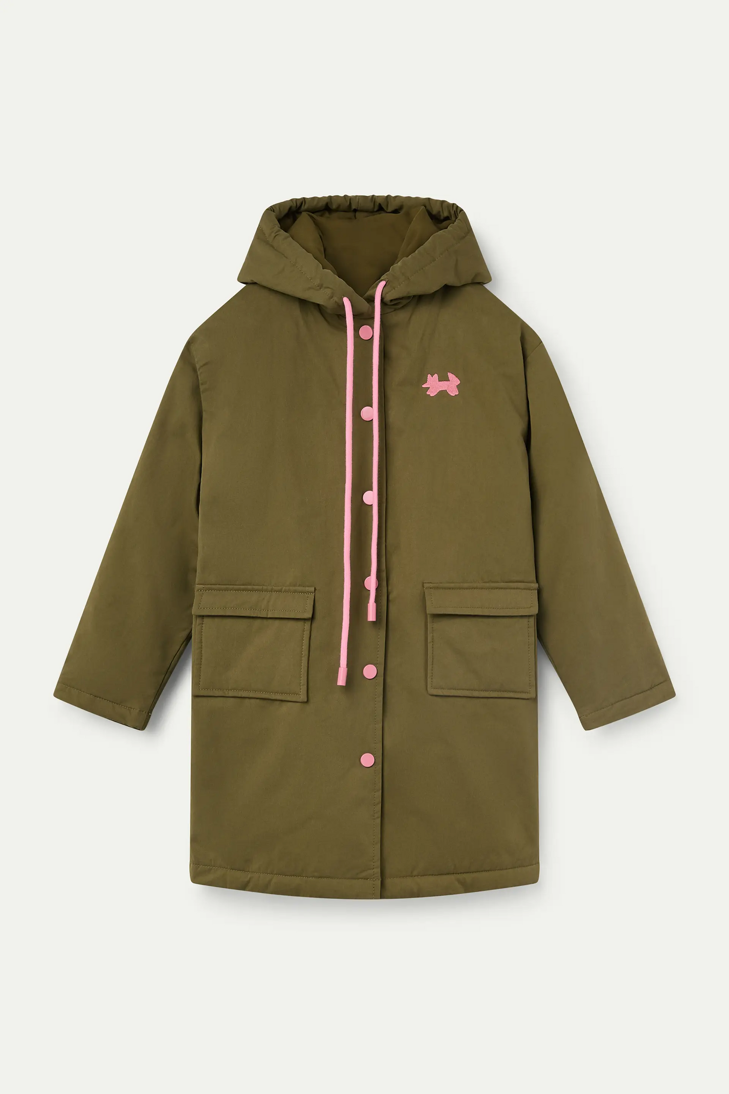 Girl's 100% cotton olive green coat