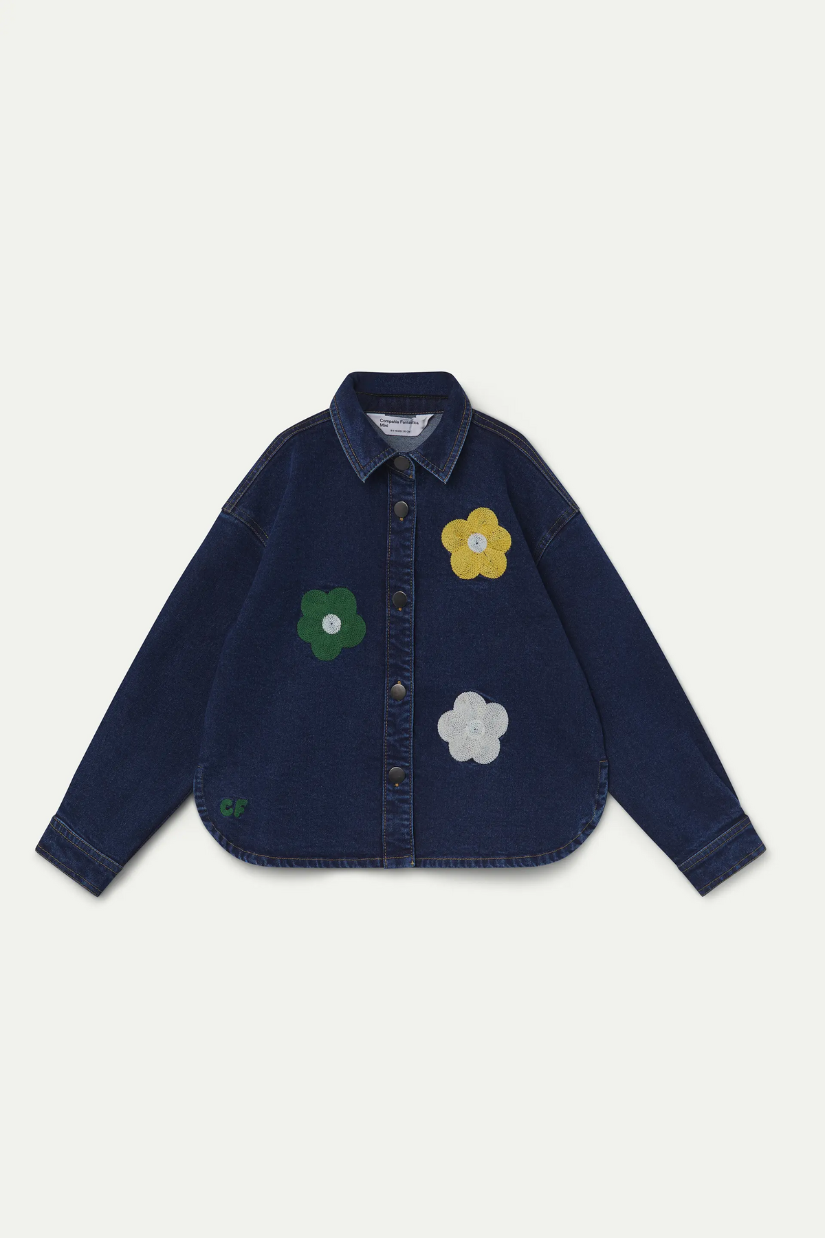 Camicia-giacca di jeans da bambina con ricamo Euphonia