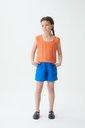 Top arancione in maglia con maniche corte per bambine
