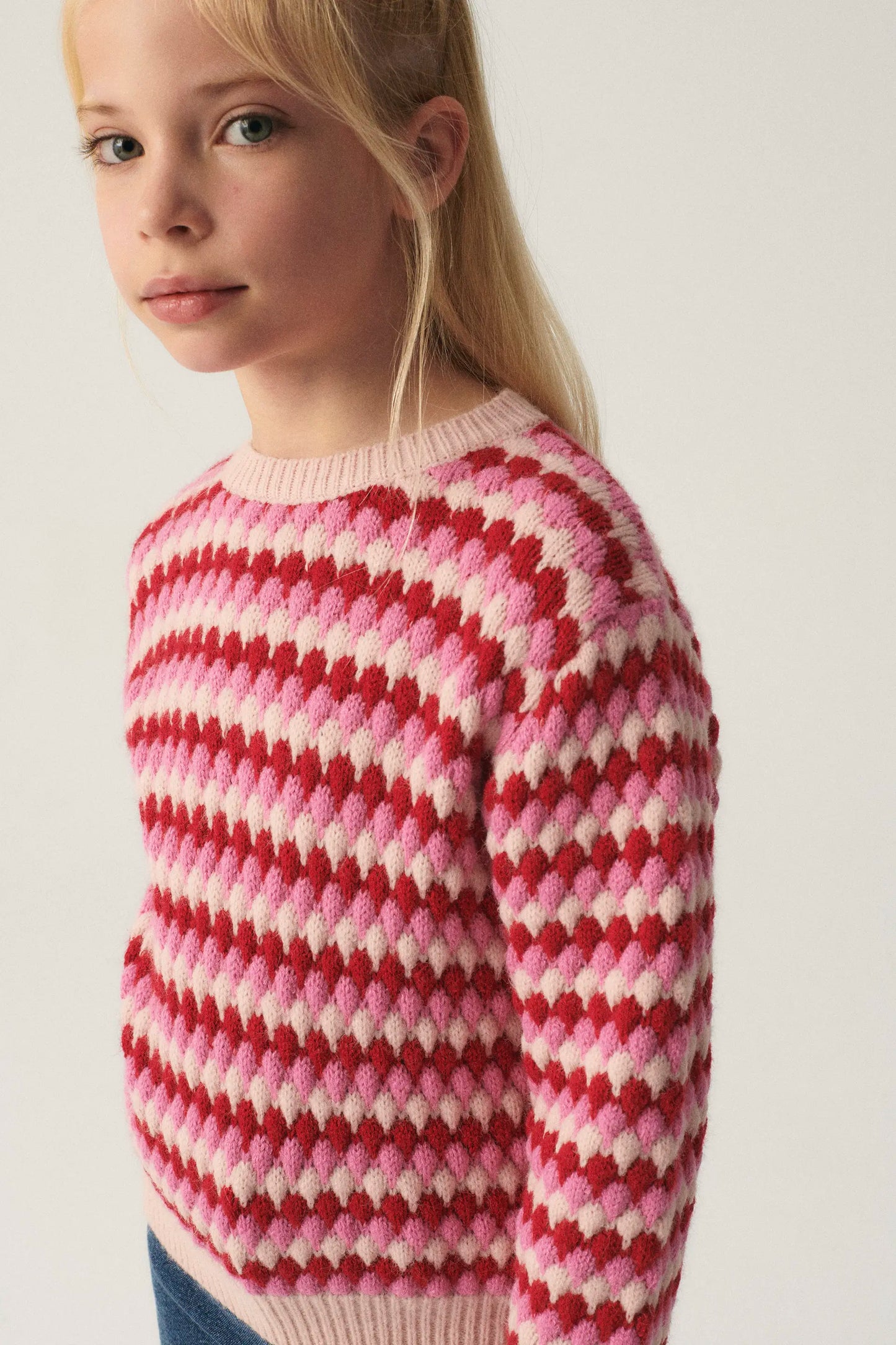 Jersey unisex de punto con estructura rosa