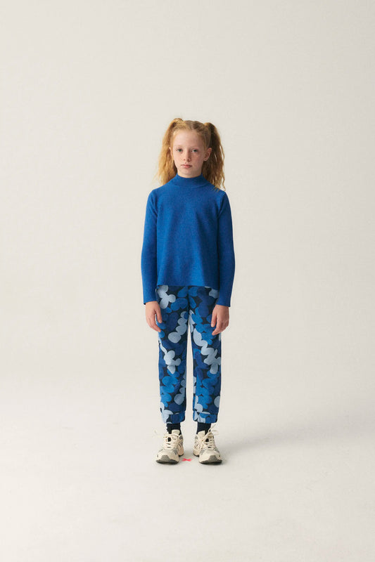 Maglia svasata blu da bambina