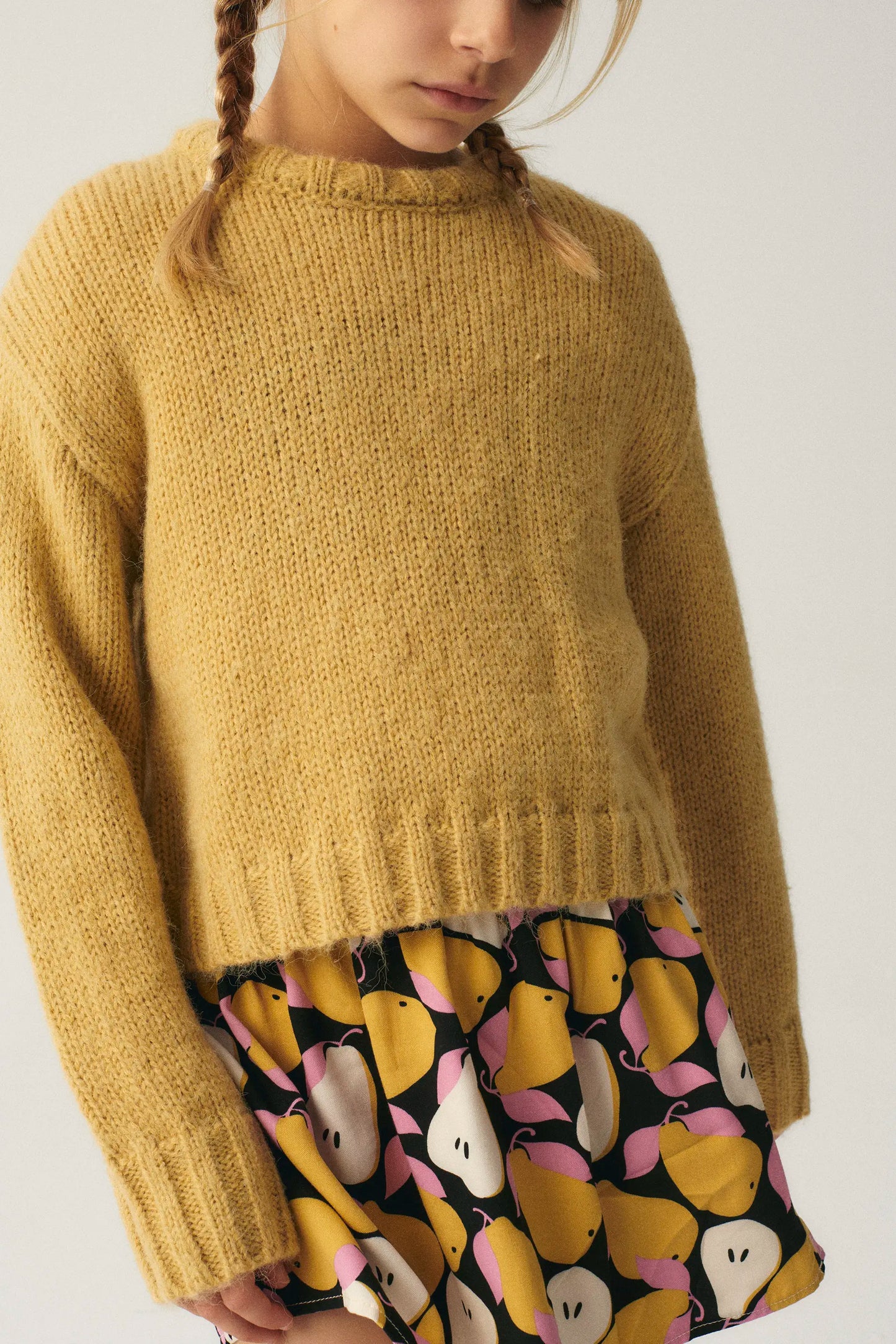 Maglione unisex in maglia gialla cropped