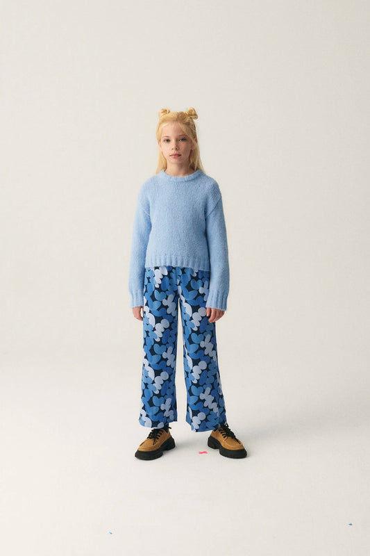 Jersey unisex crop de punto azul