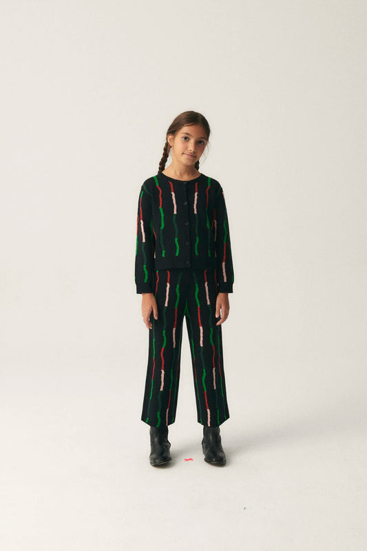 Pantalón unisex de punto con estampado de rayas negro