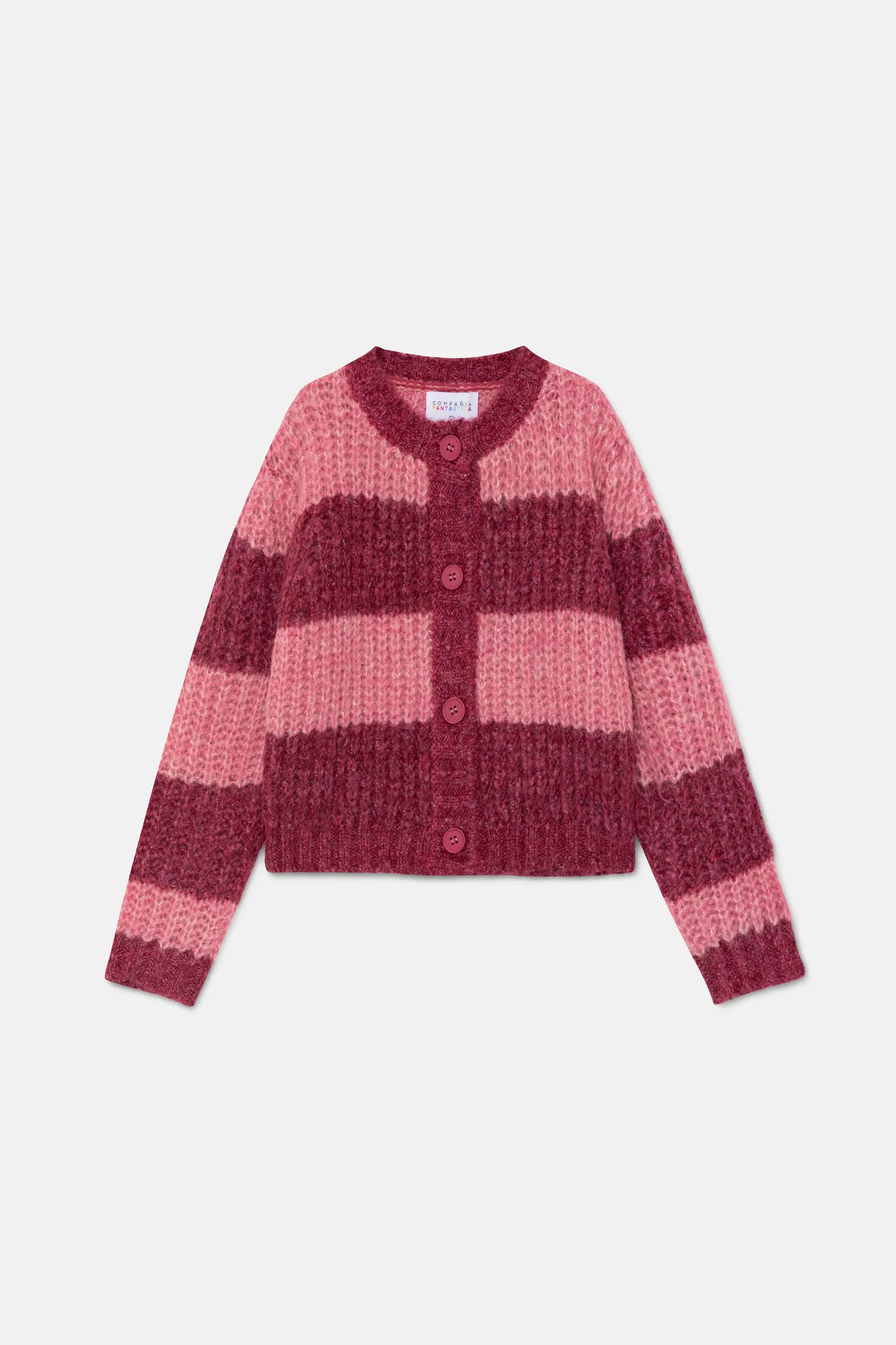 Girl's cardigan with pink striped print
