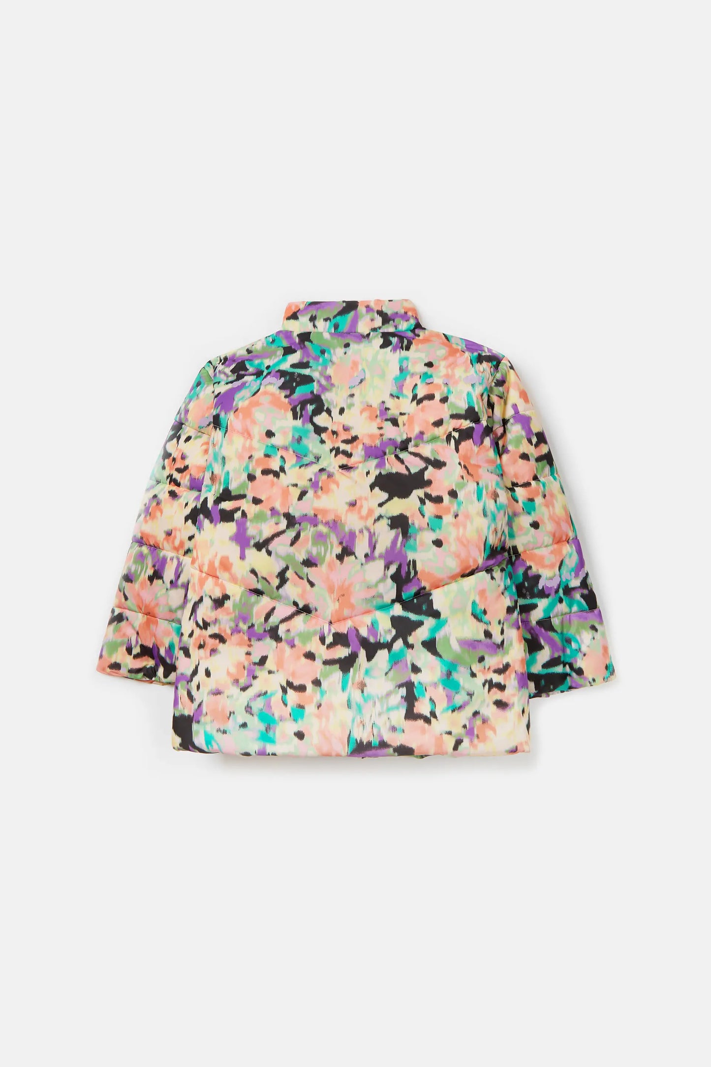 Unisex short puffer coat with fantasy print