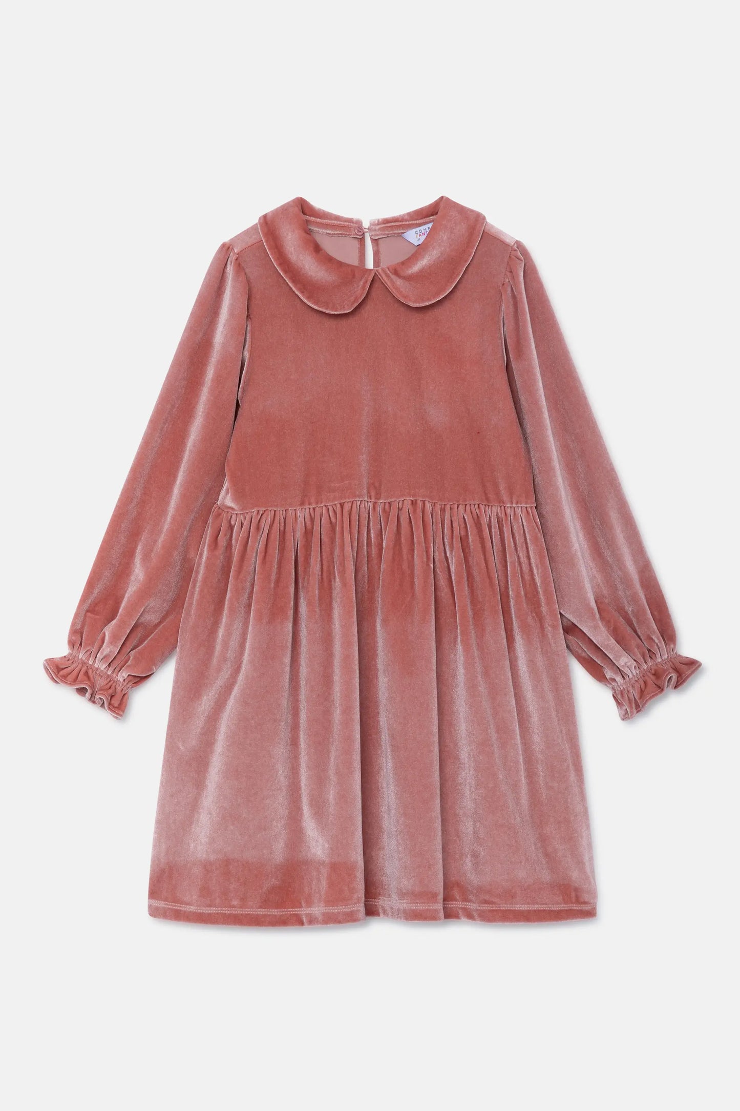 Abito corto da bambina in velluto rosa