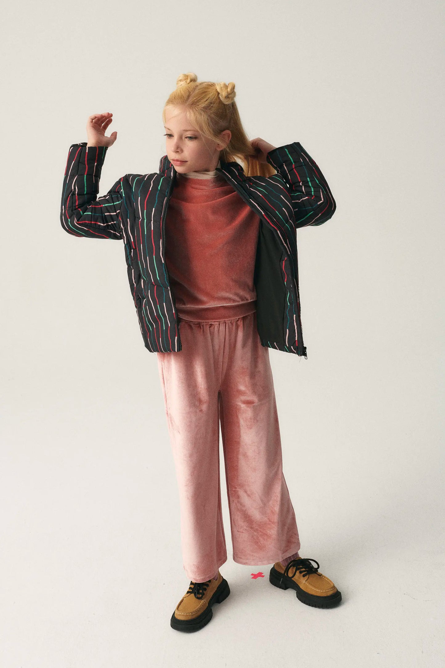 Pantaloni unisex in velluto rosa
