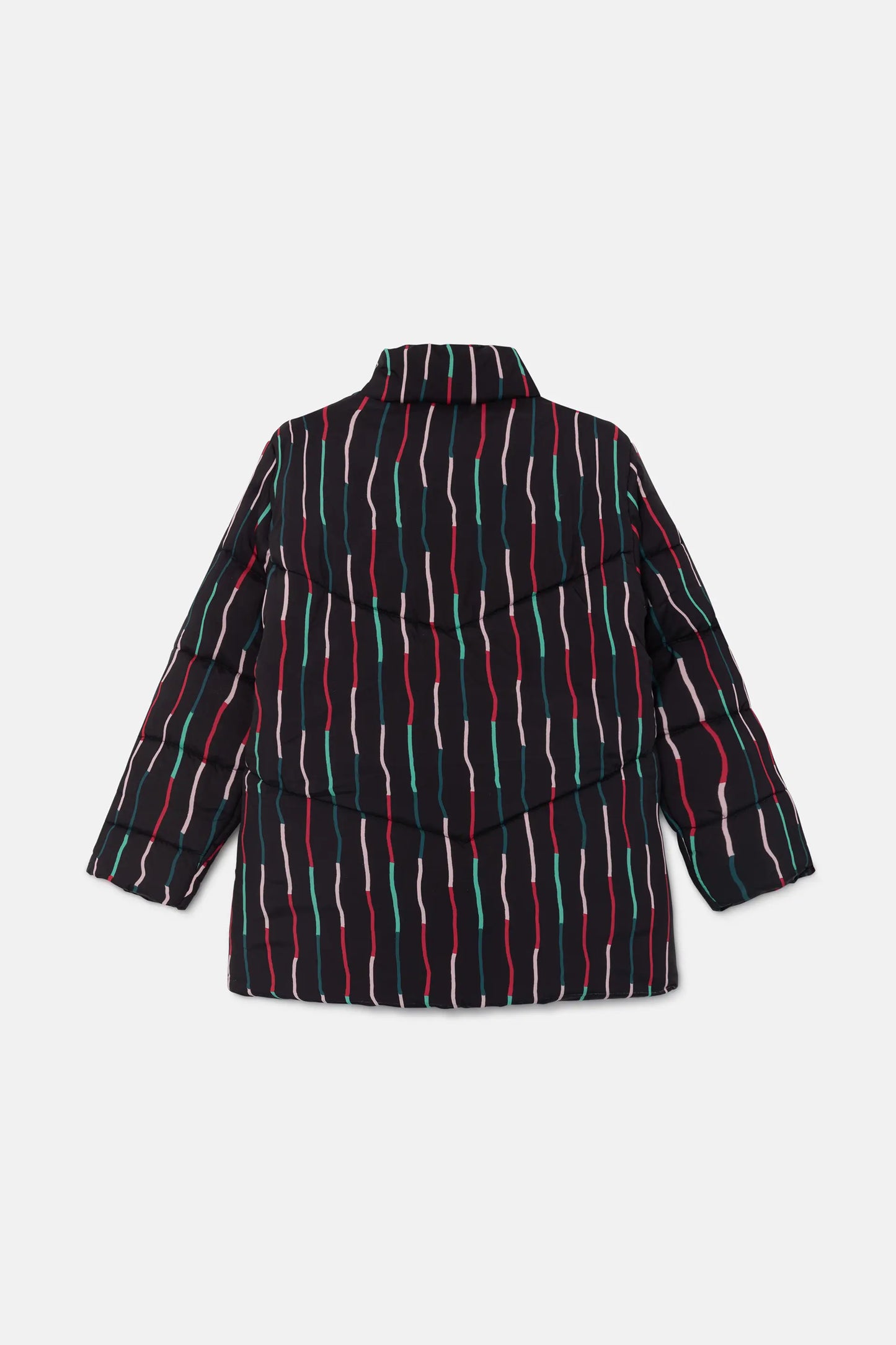 Piumino corto unisex con stampa a righe nere