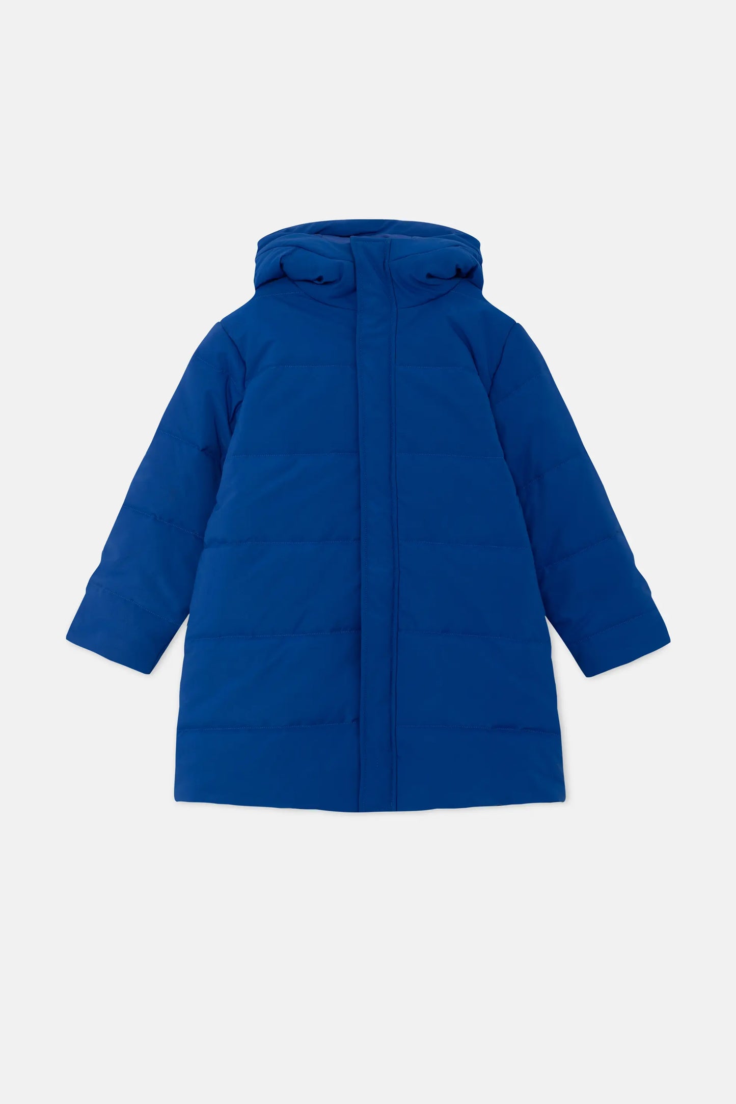 Abrigo unisex plumífero midi con capucha azul