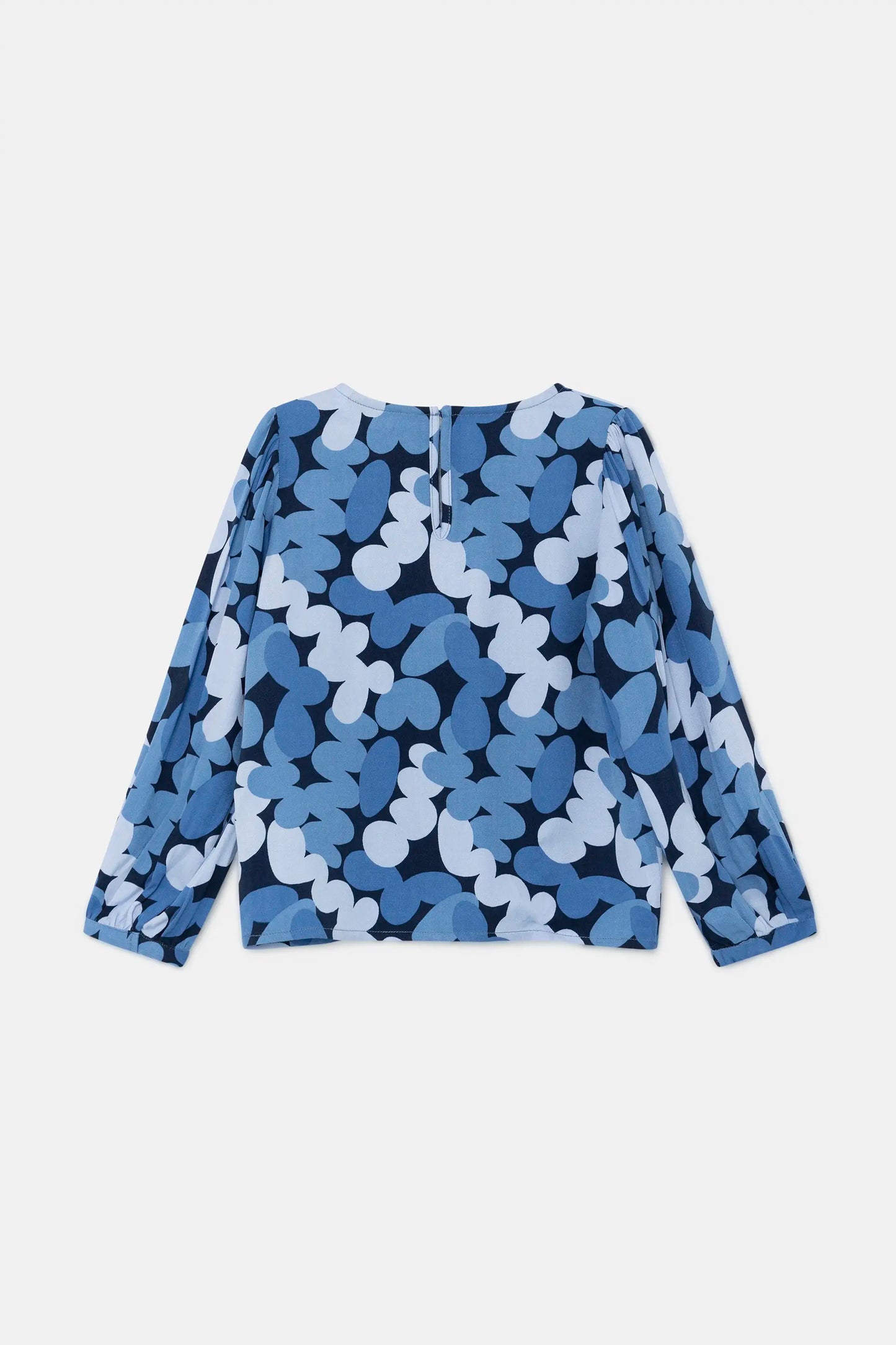 Top de niña con manga larga y estampado abstracto azul
