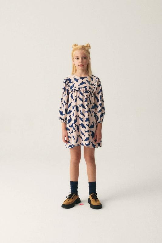 Vestido corto camisero de niña con estampado de focas