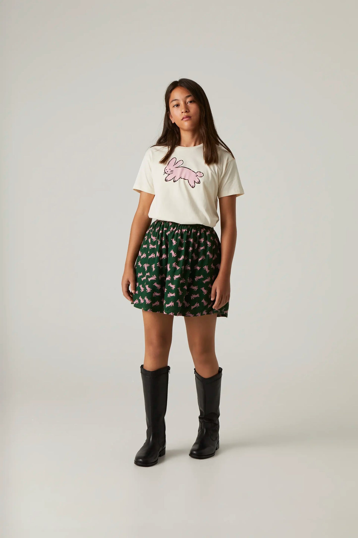 T-shirt unisex in cotone con grafica coniglio