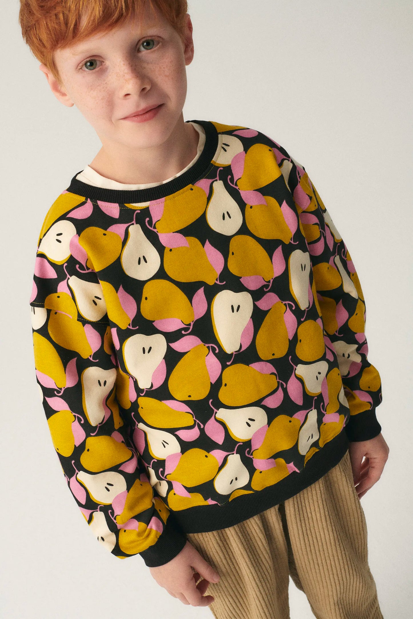 Felpa unisex in peluche con stampa pere