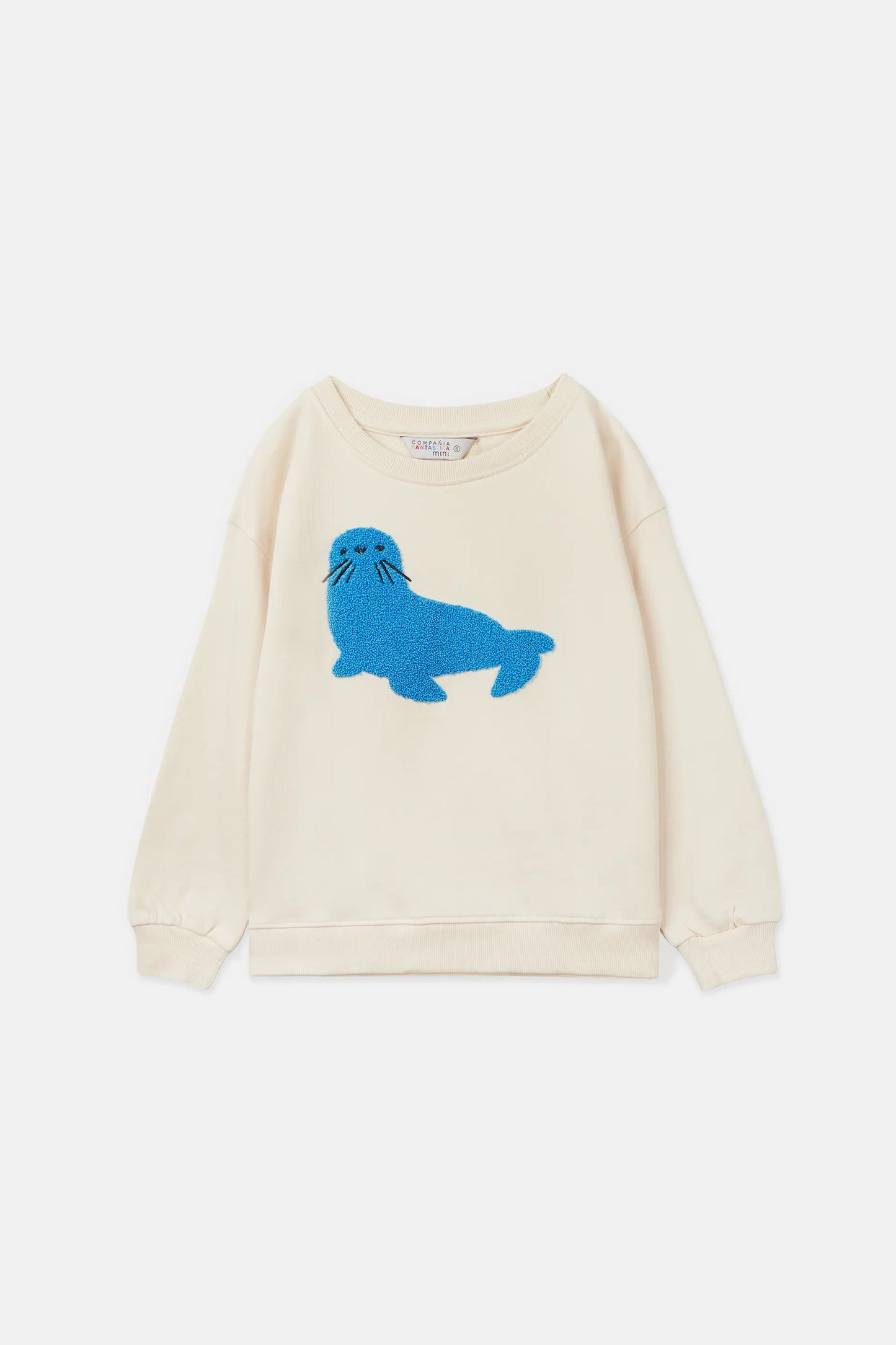 Felpa grafica unisex con foca in peluche