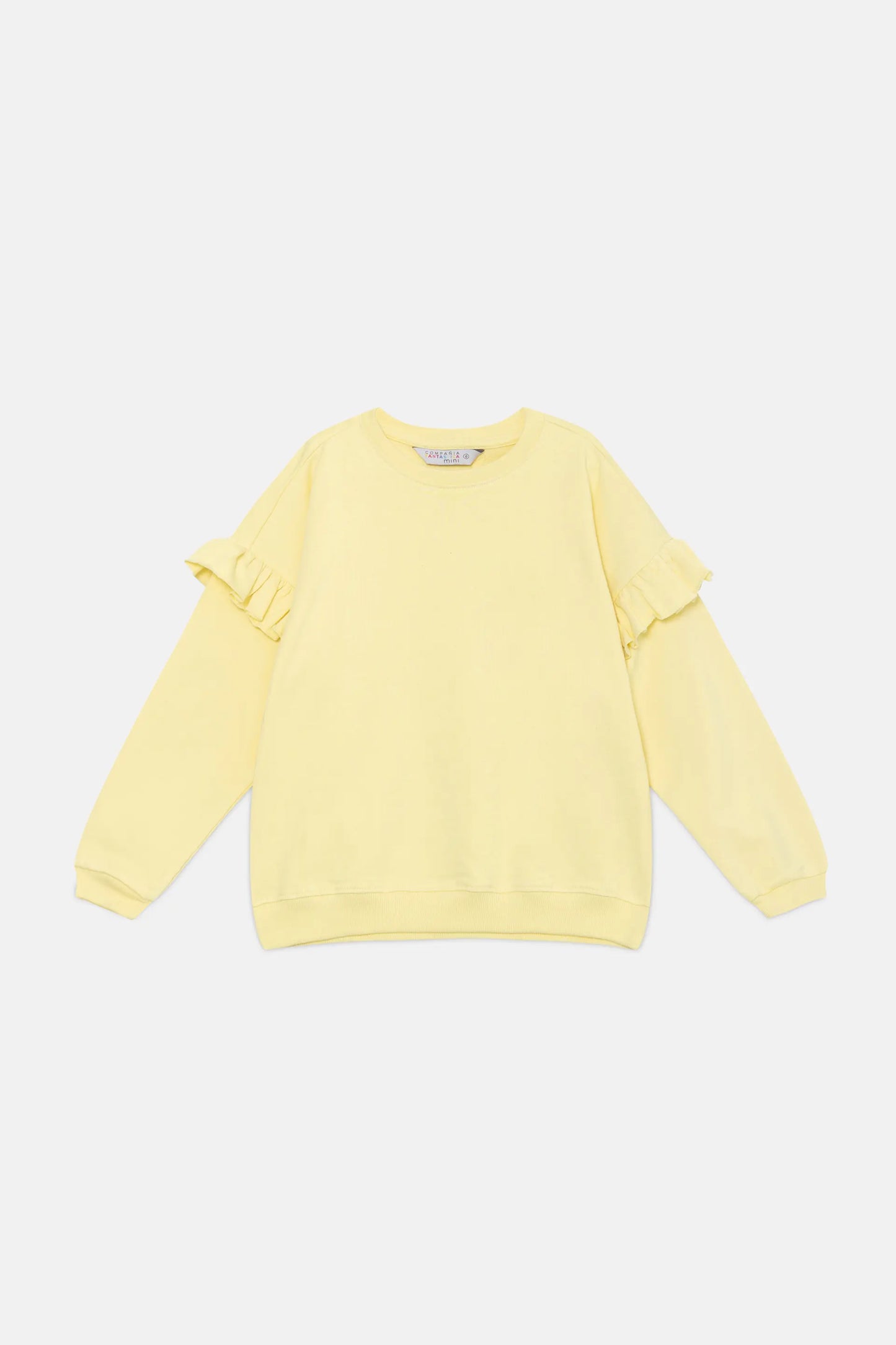 Sudadera oversize unisex con volantes amarilla