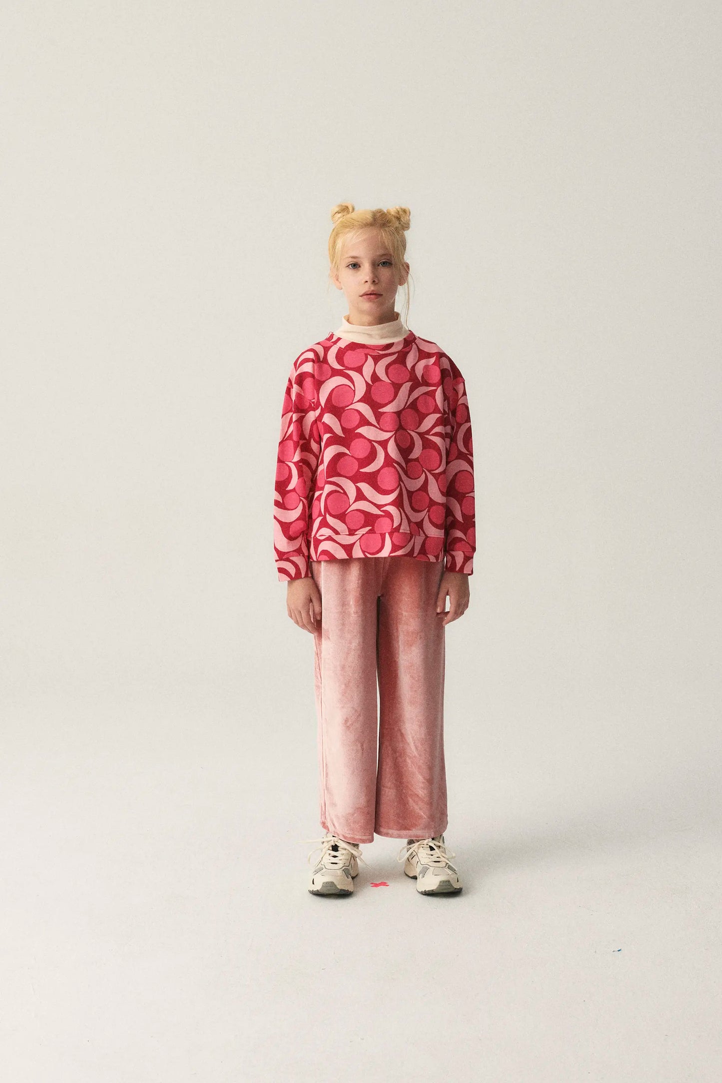 Unisex plush sweatshirt with pink fantasy print